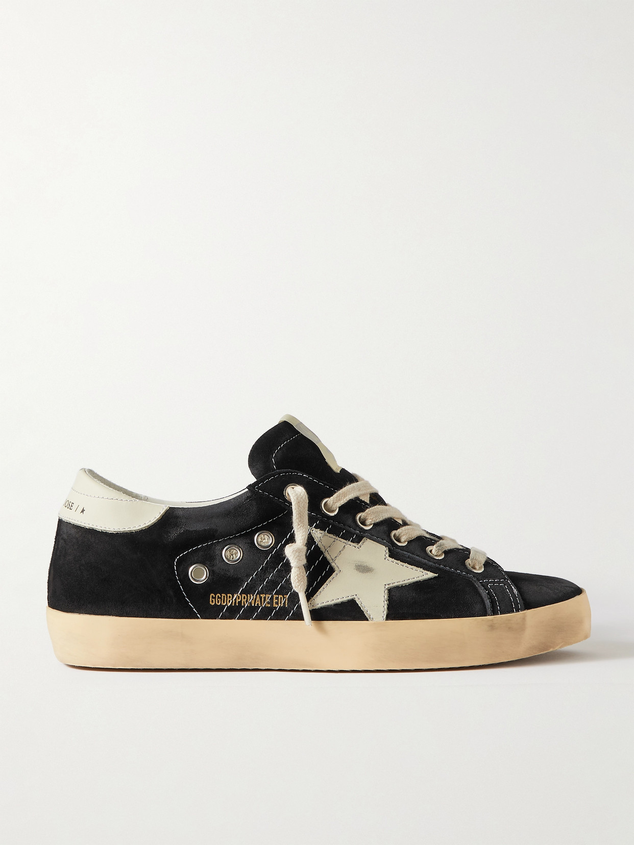 Golden Goose - Superstar Distressed Leather-trimmed Suede Sneakers - Black