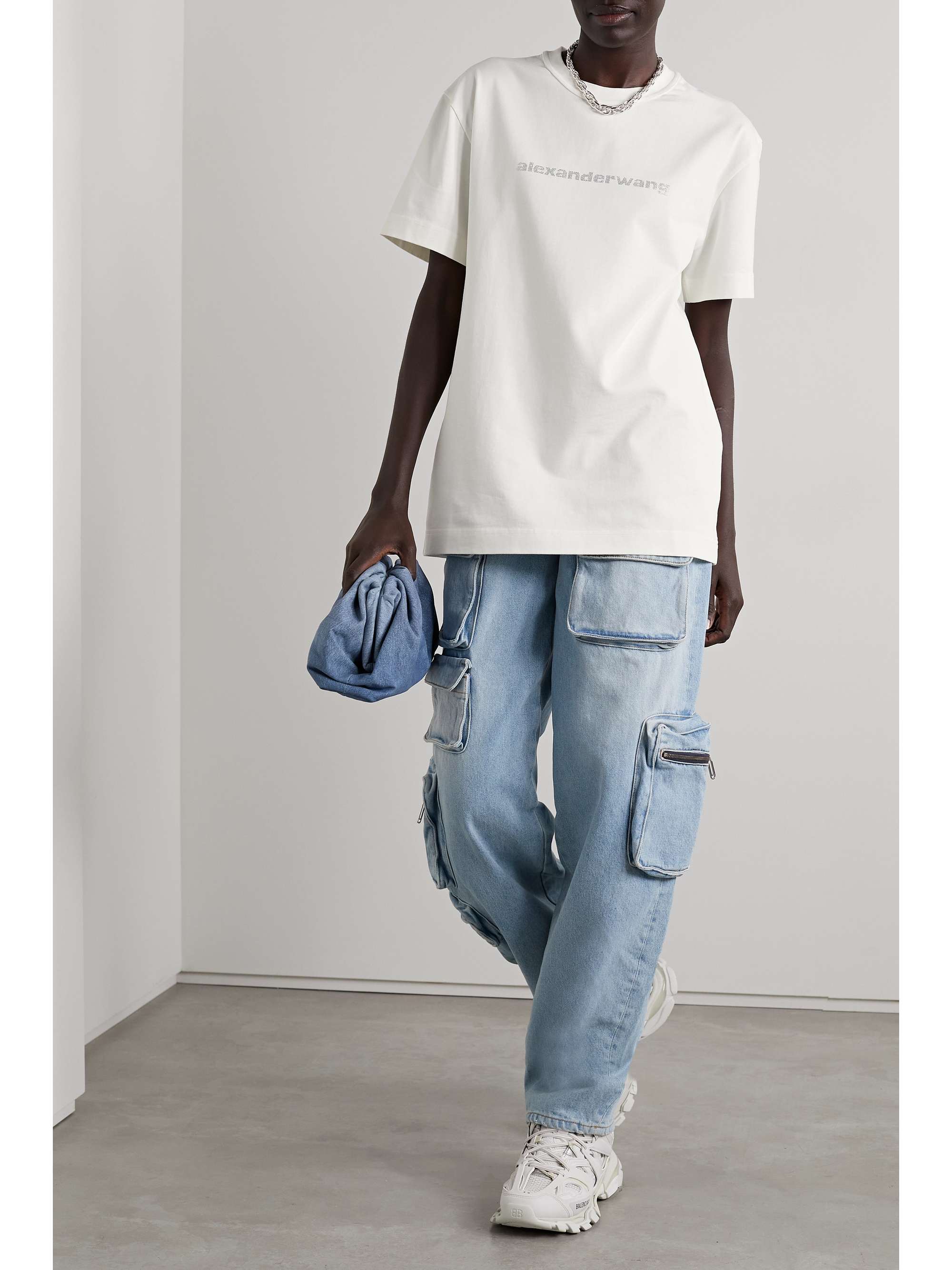 White Oversized crystal-embellished 
