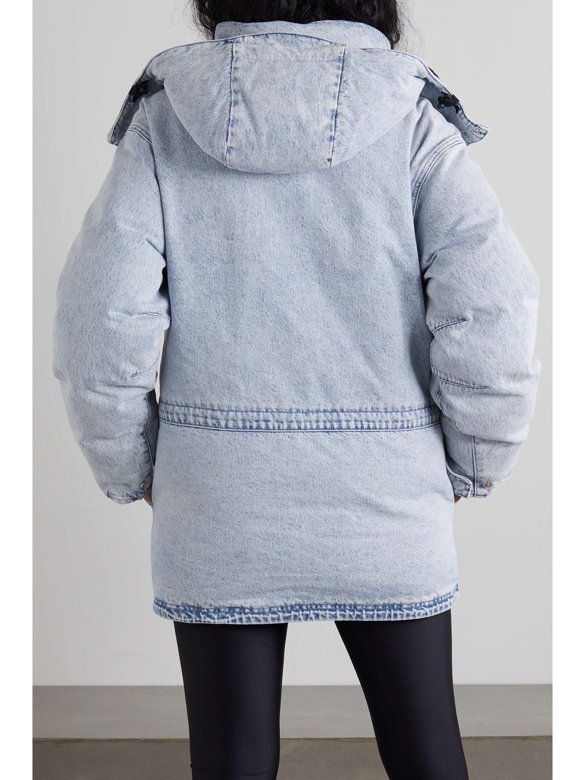ALEXANDER WANG Giacca oversize in denim imbottito effetto candeggiato con cappuccio