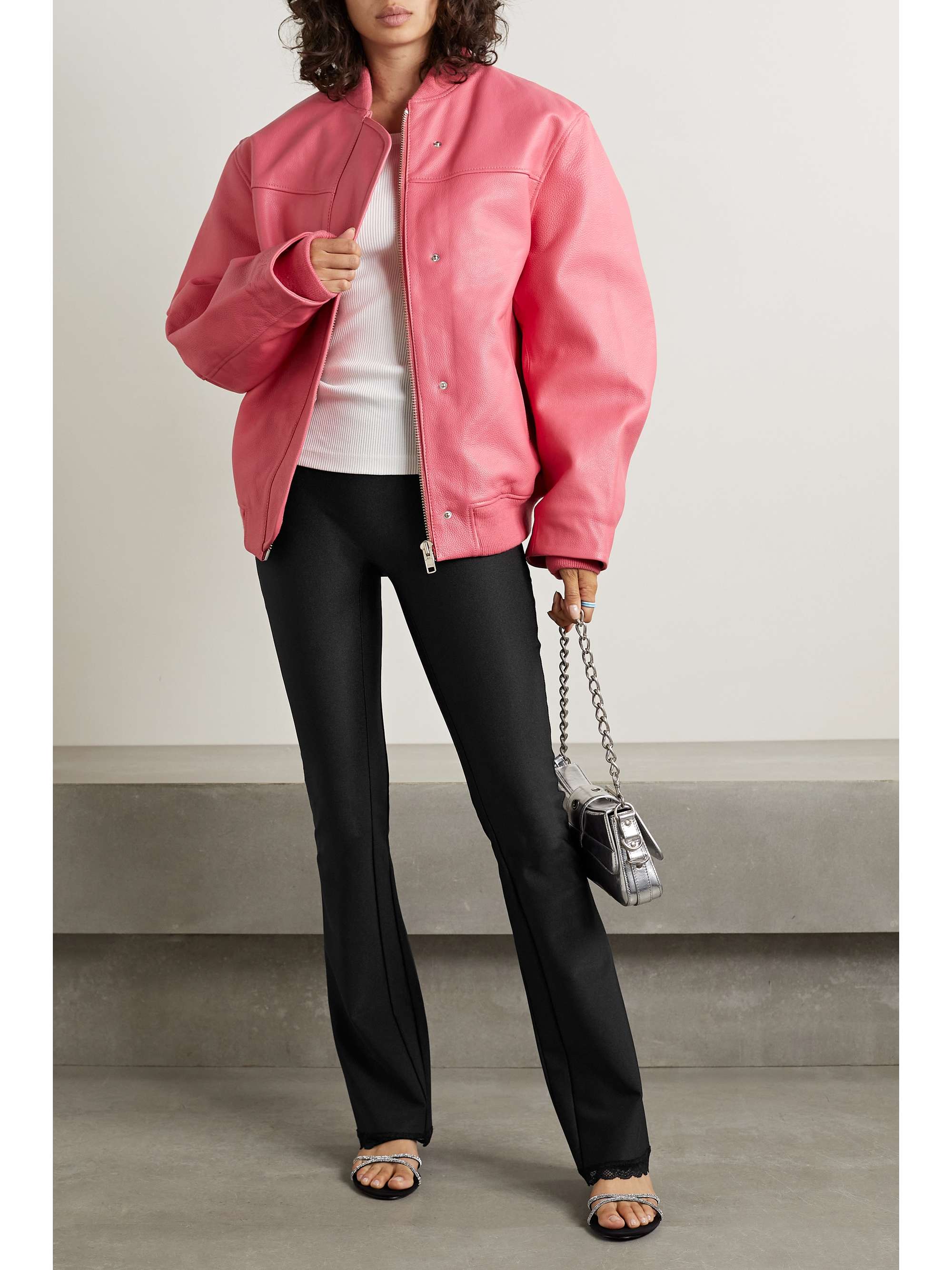 T BY ALEXANDER WANG Ausgestellte Leggings aus Stretch-Material mit Spitzenbesätzen