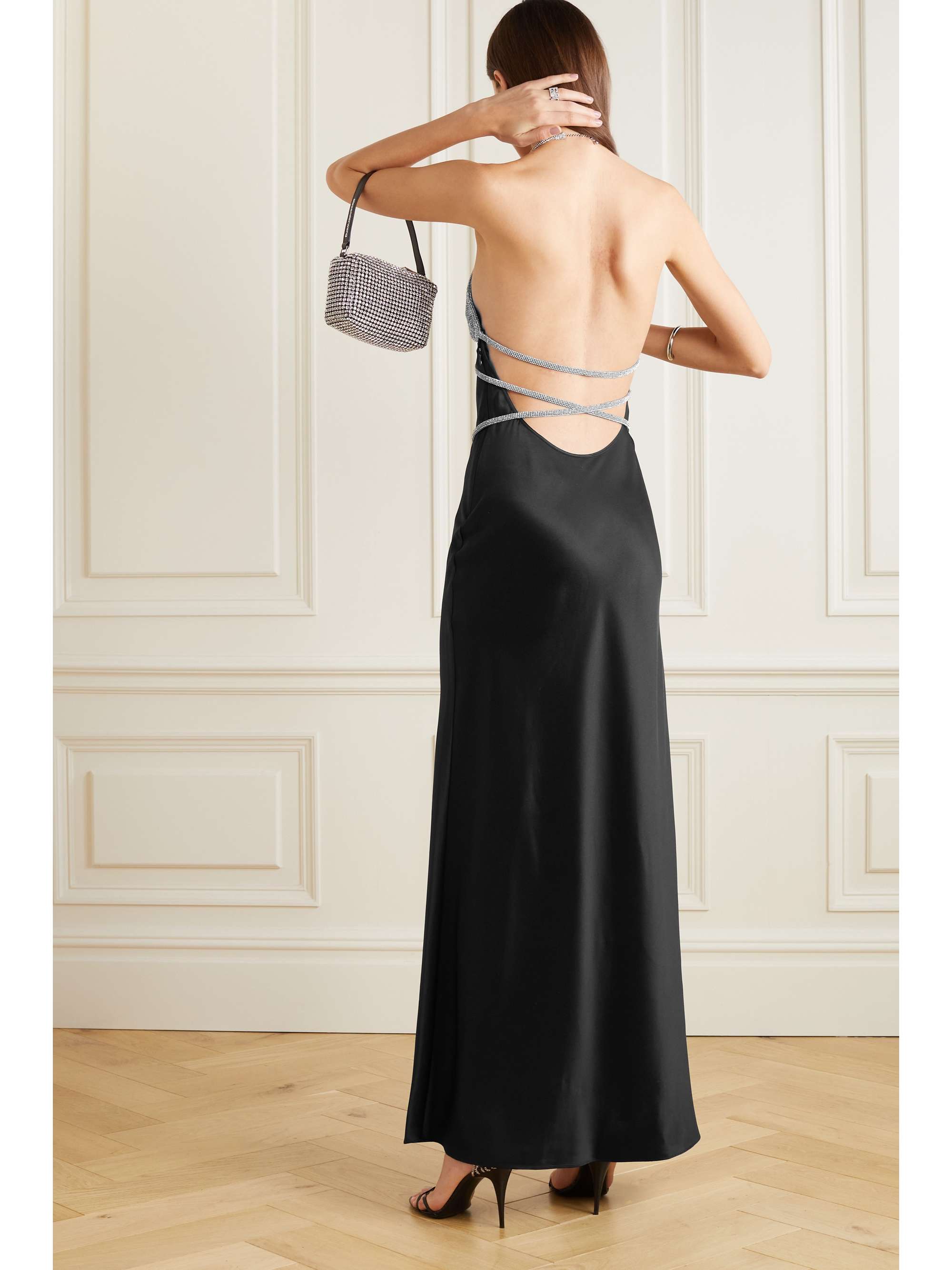 ALEXANDER WANG Cutout crystal-embellished silk gown