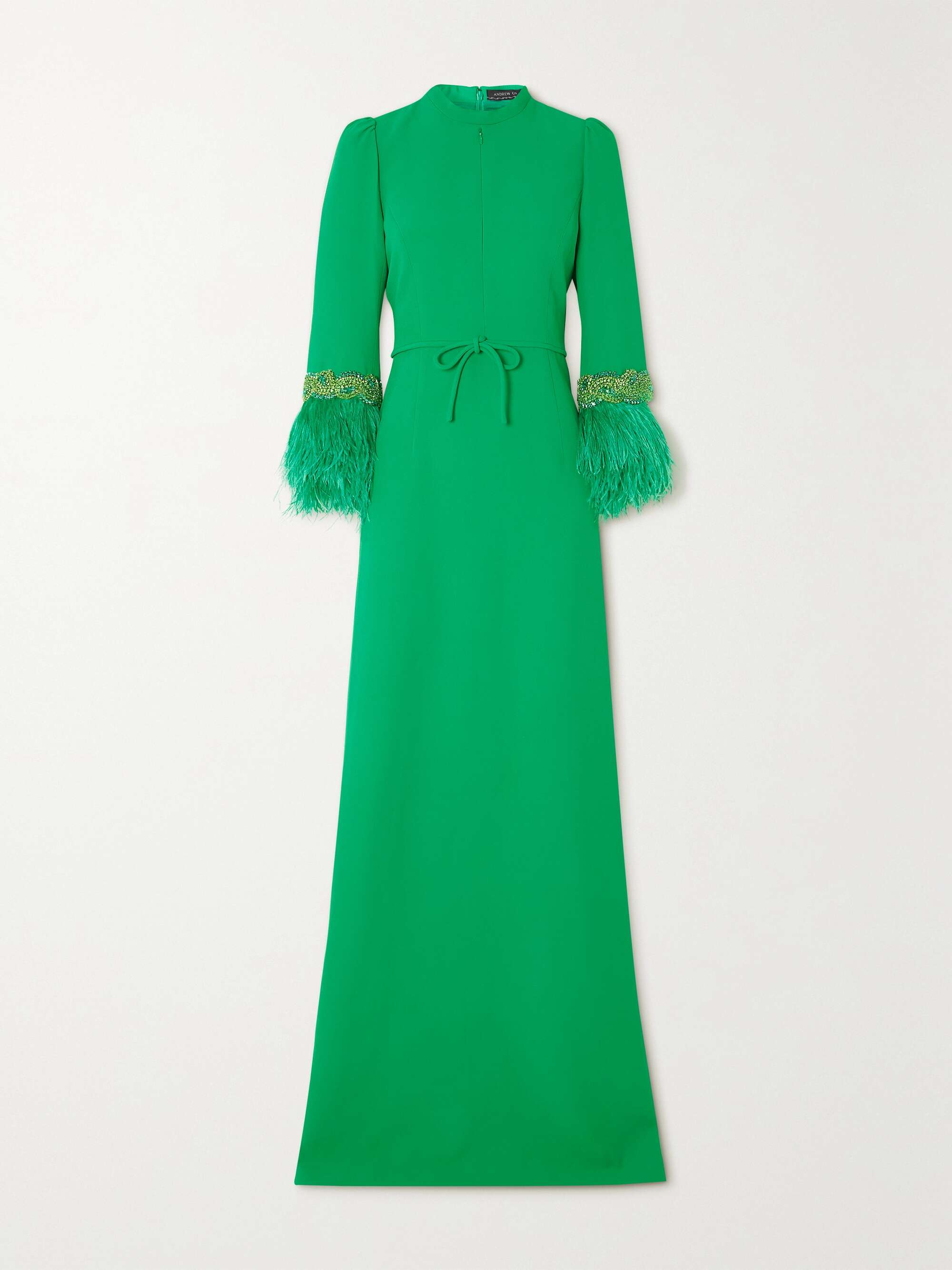 ANDREW GN Embellished feather-trimmed cady gown | NET-A-PORTER