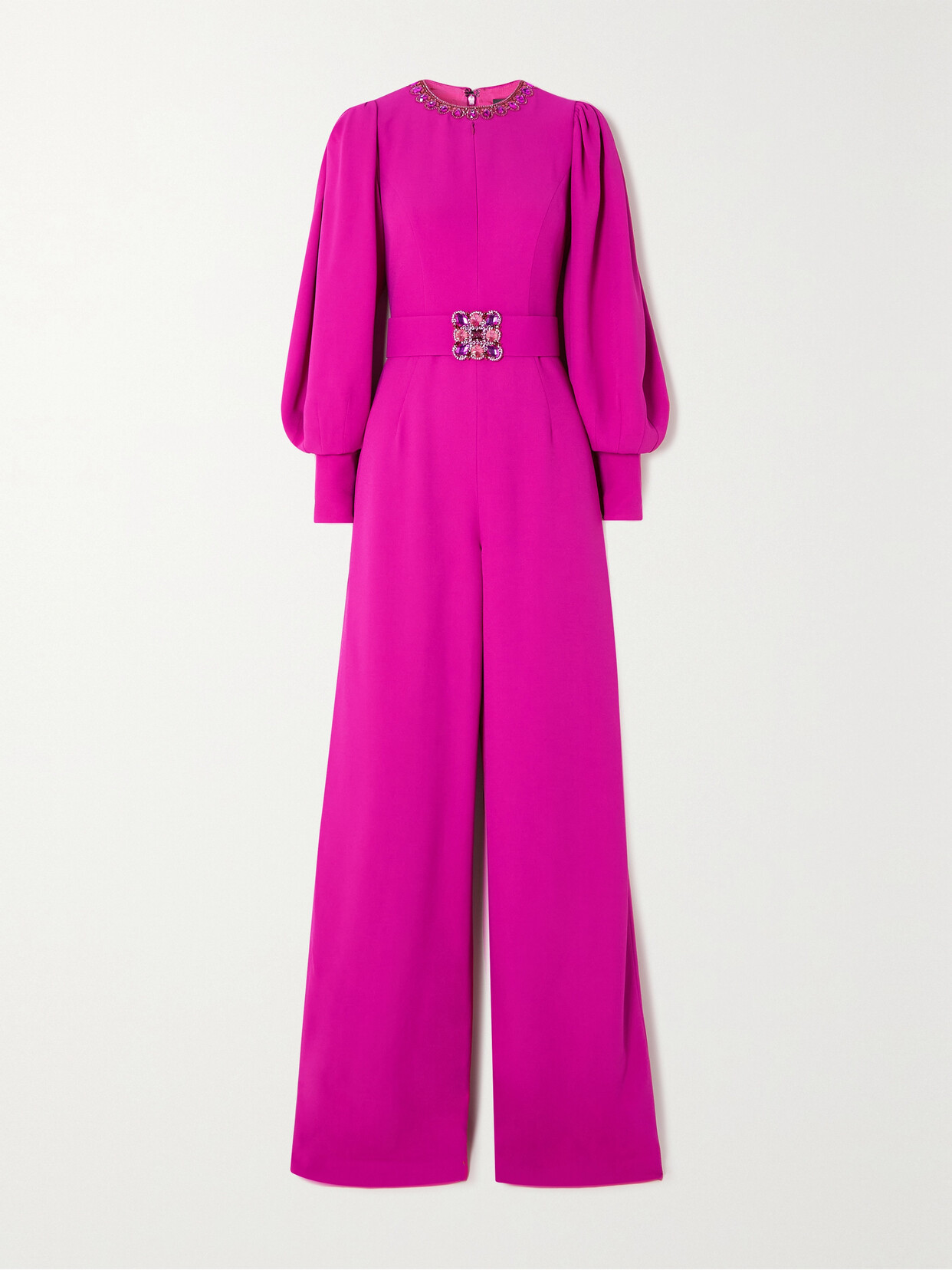 Andrew Gn - Embellished Belted Crepe Jumpsuit - Purple