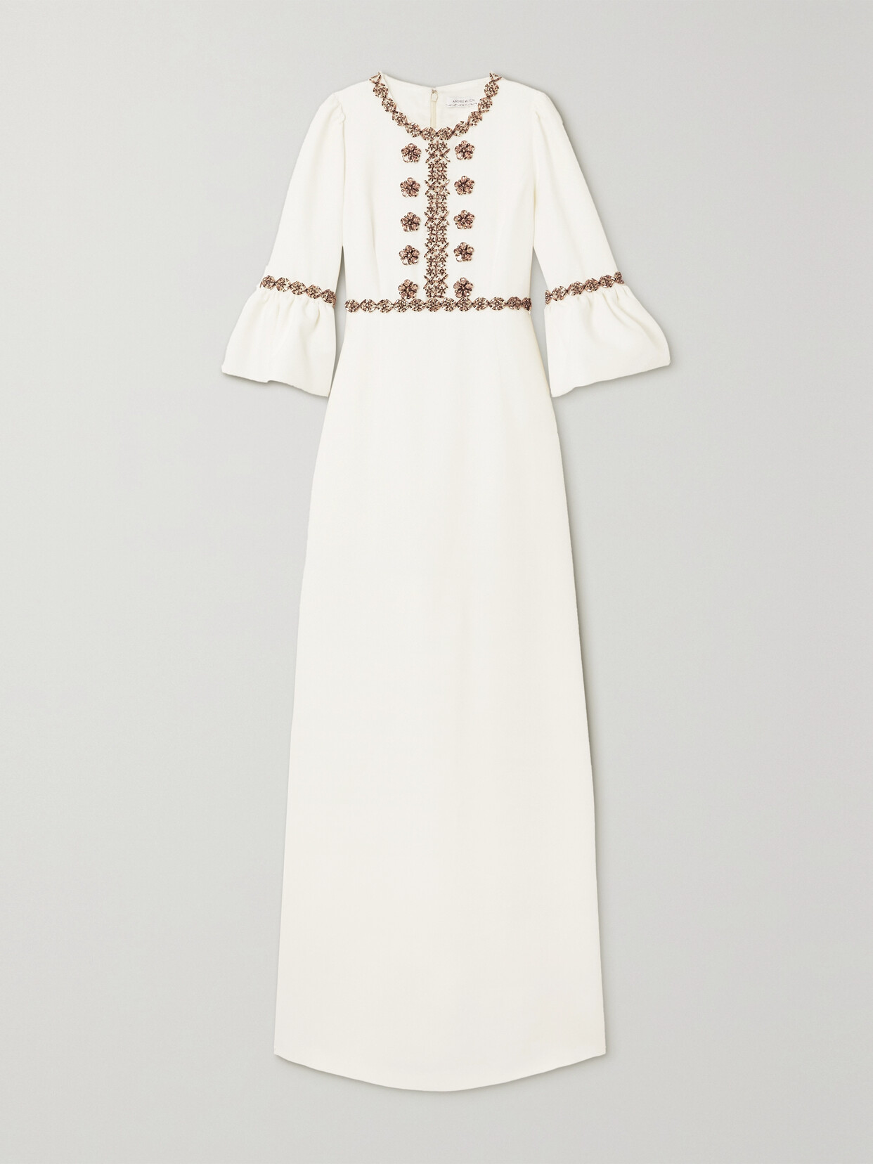 Andrew Gn Embellished Cady Gown In Off-white