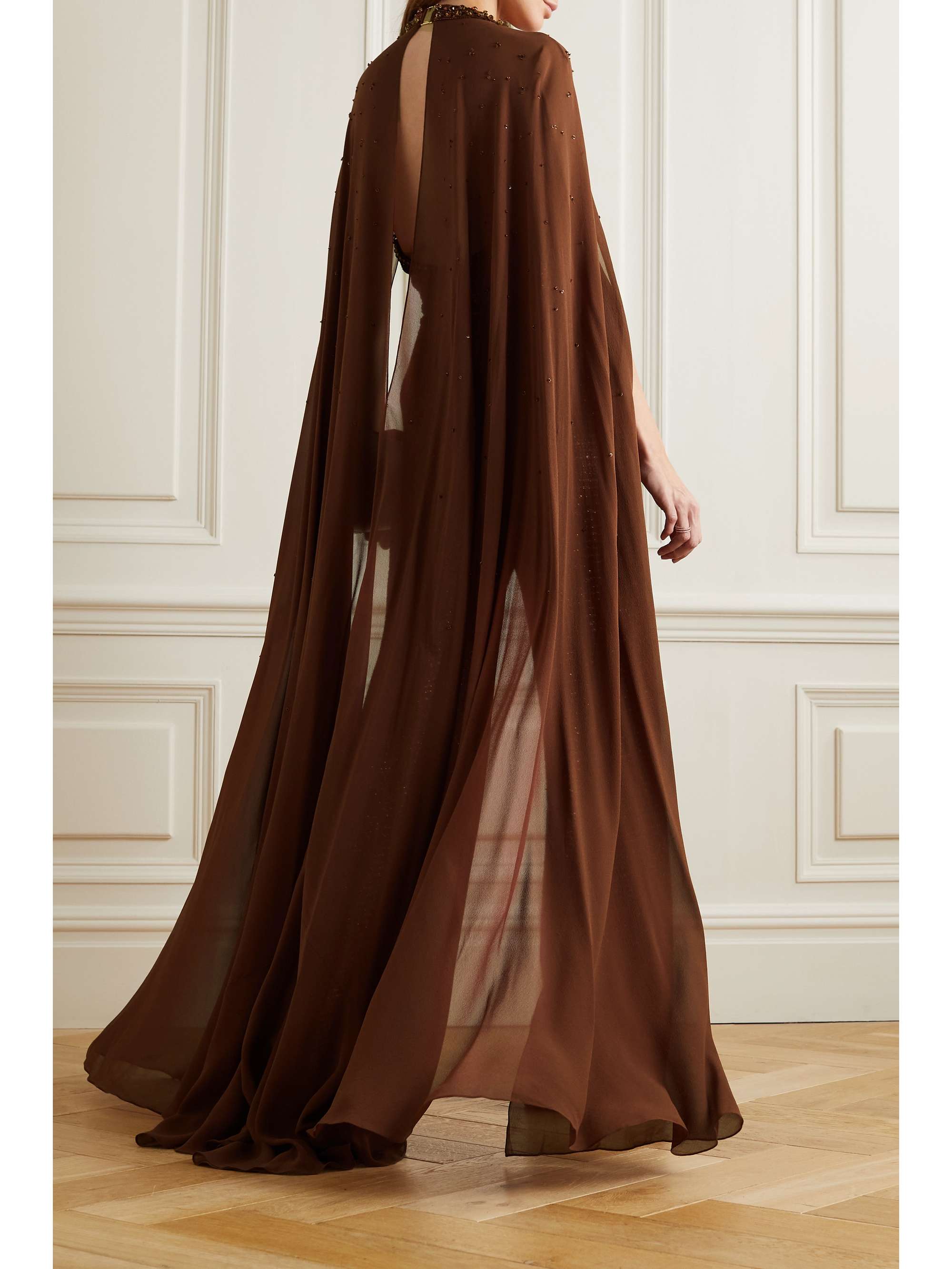 JENNY PACKHAM 披风效果带缀饰绢网连体裤