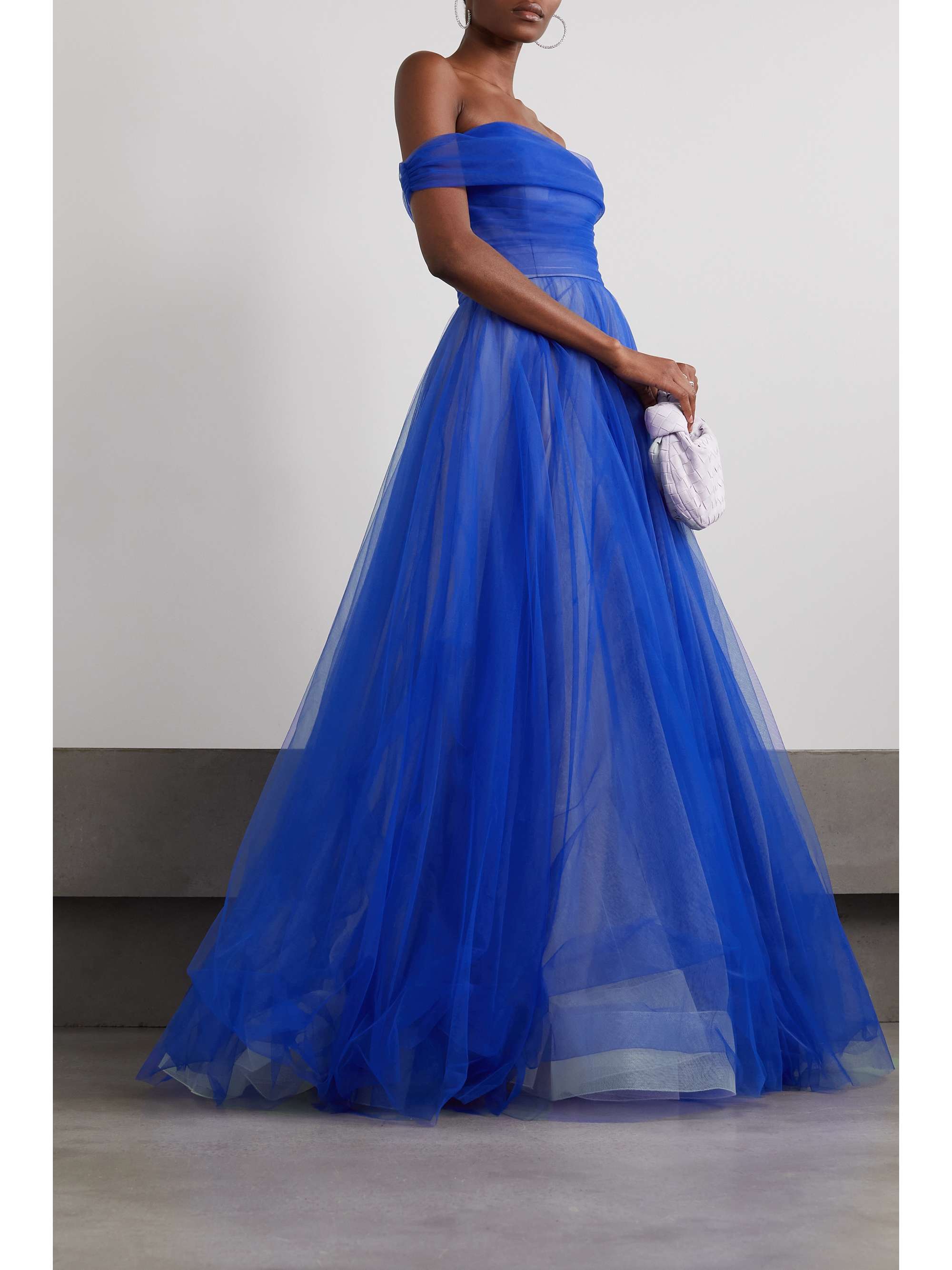 JENNY PACKHAM Off-the-shoulder pleated tulle gown