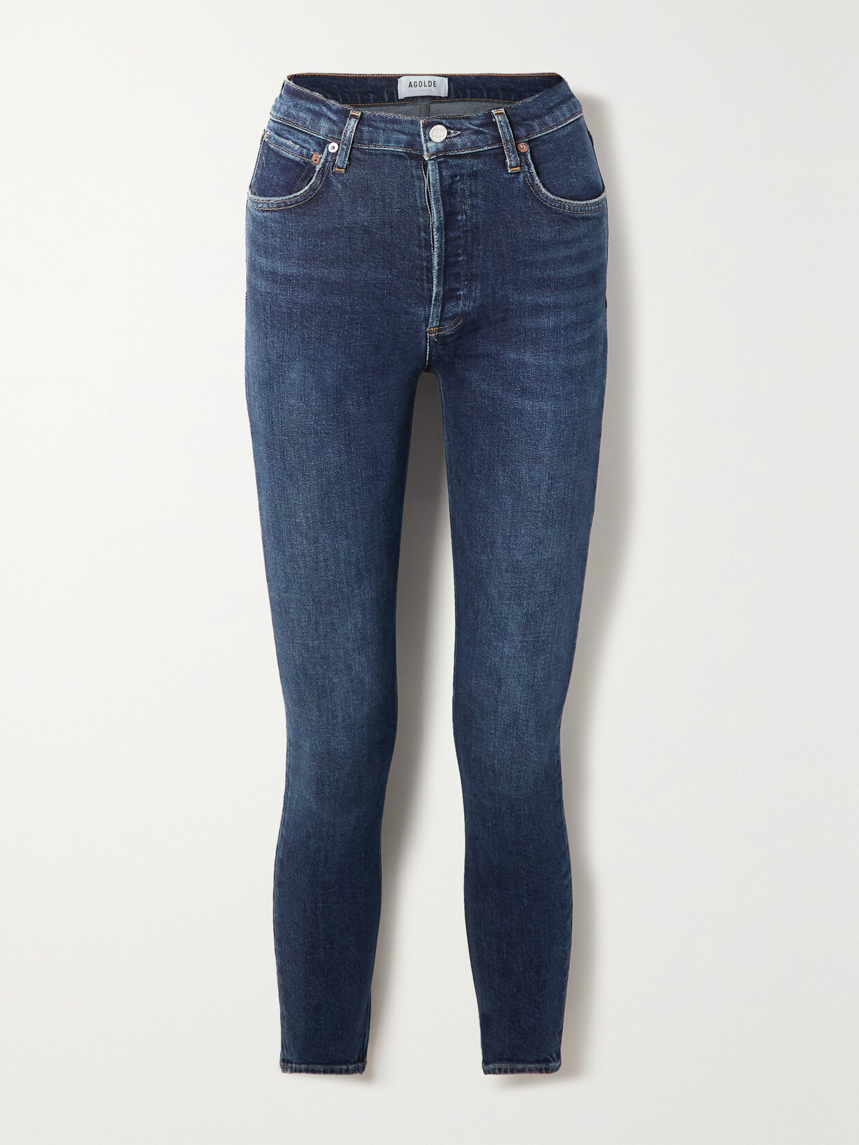 Shop Agolde Nico High-rise Slim-leg Jeans In Blue