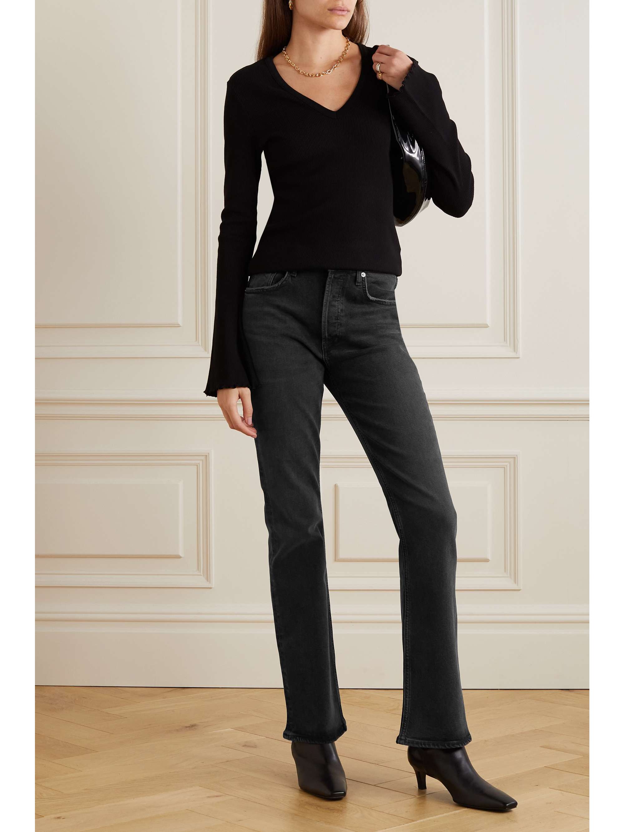 High-rise bootcut jeans