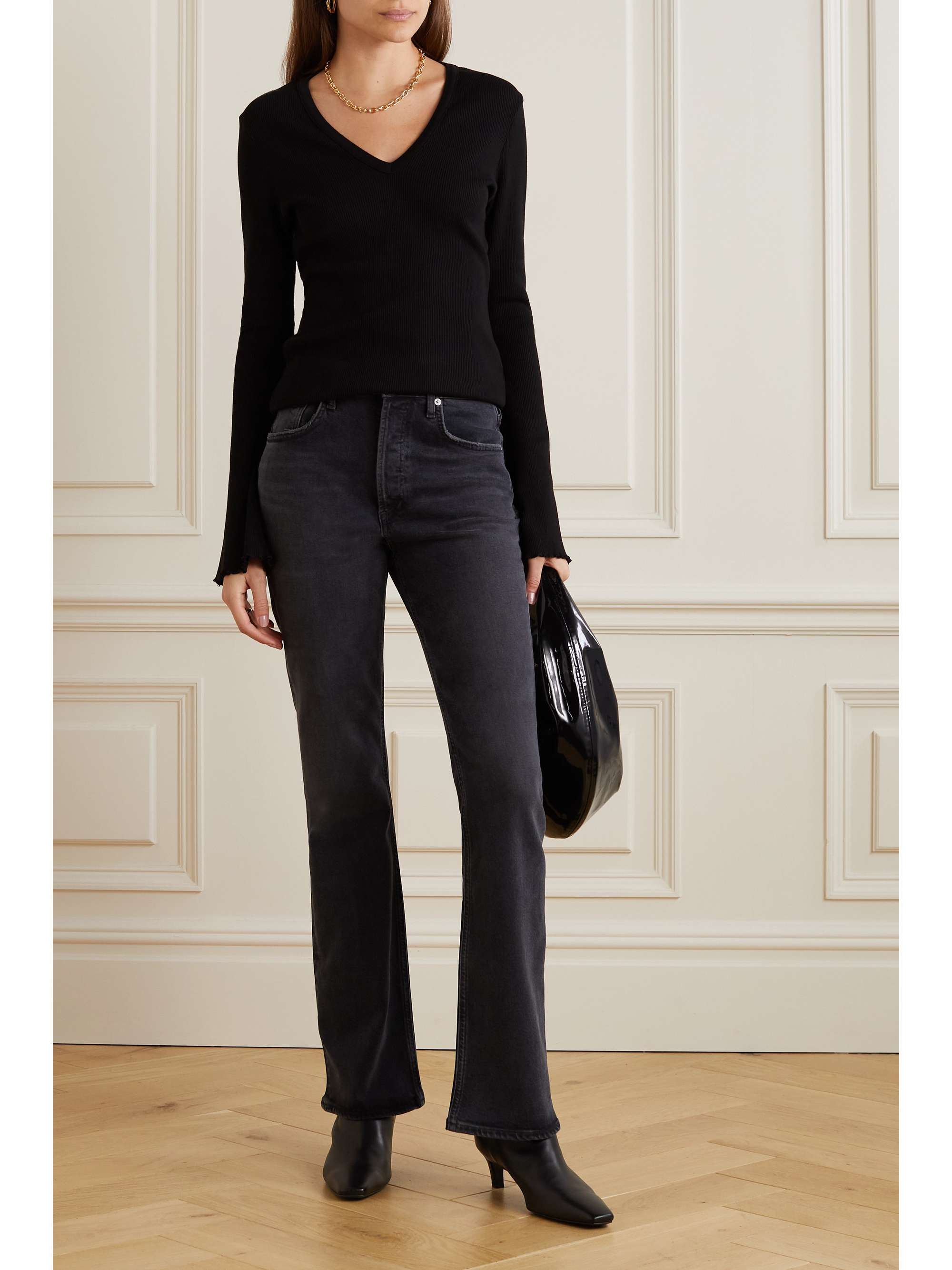 CITIZENS OF HUMANITY Anni ribbed stretch cotton and Lyocell-blend top