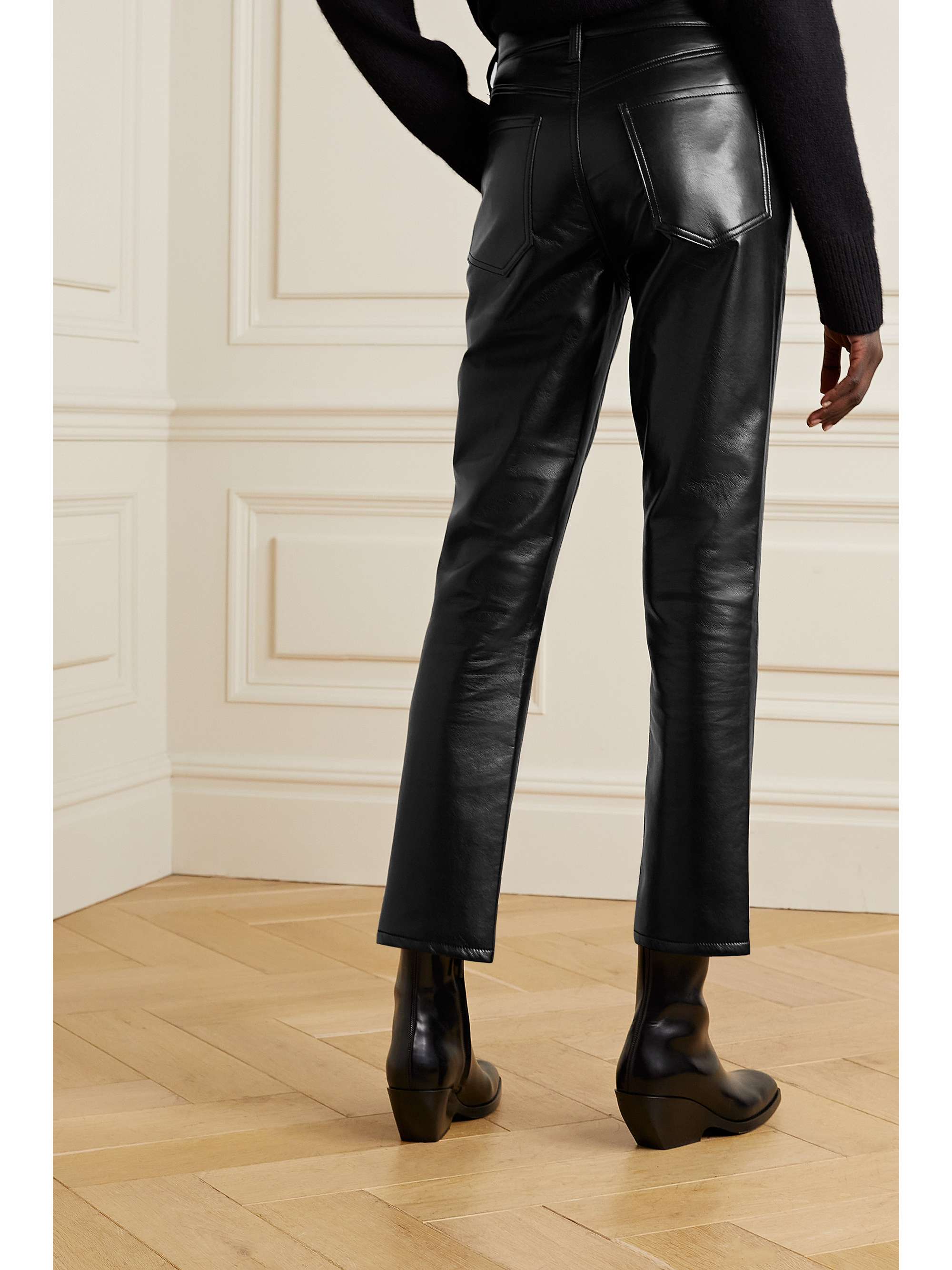 AGOLDE Riley Long recycled leather-blend straight-leg pants