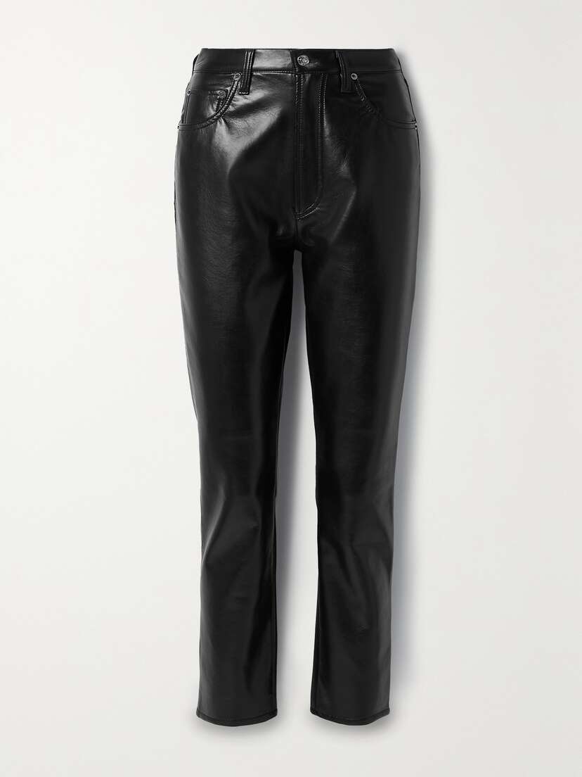 AGOLDE Riley Long Recycled Leather-blend Straight-leg Pants