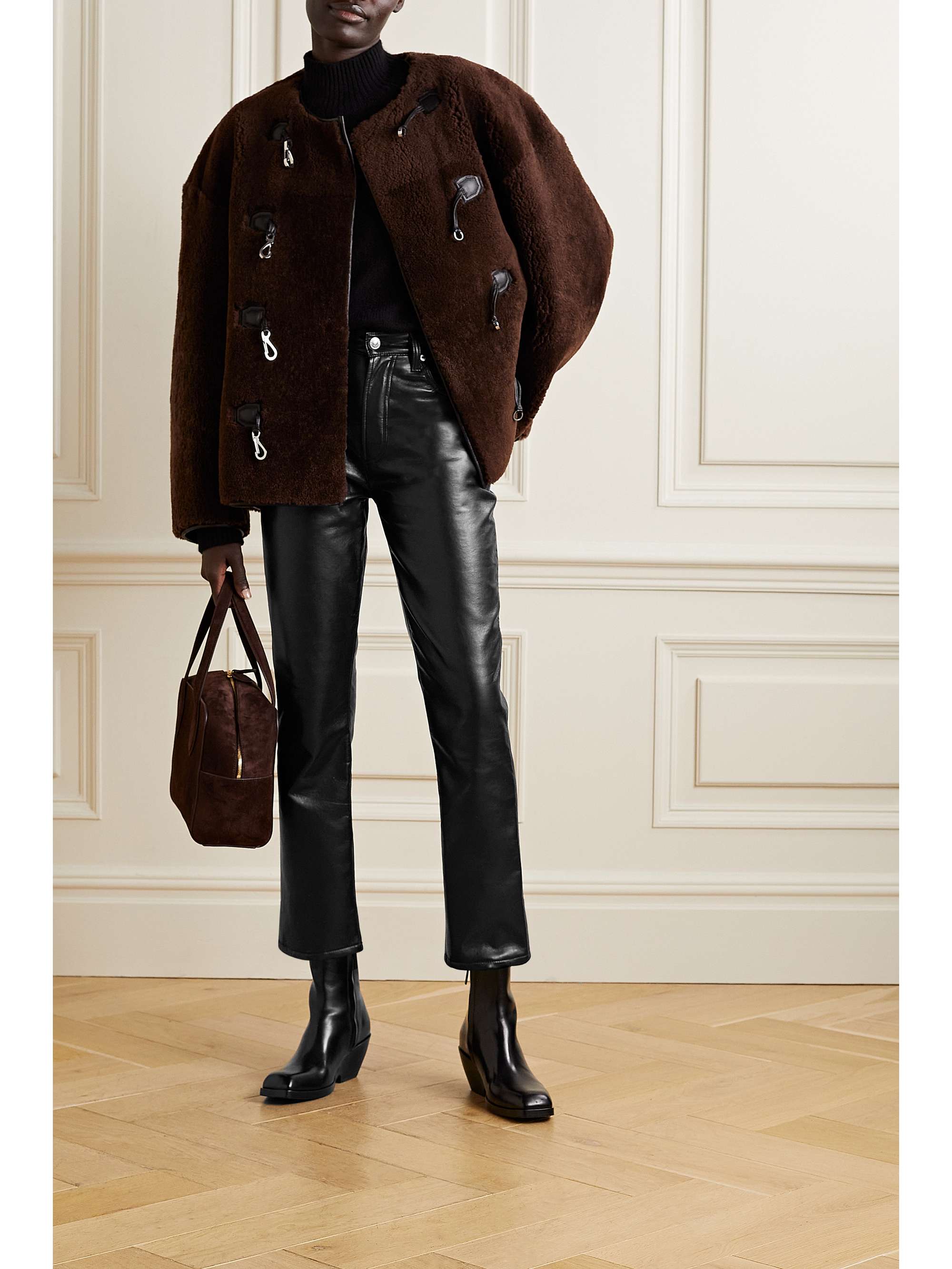AGOLDE Riley Long recycled leather-blend straight-leg pants