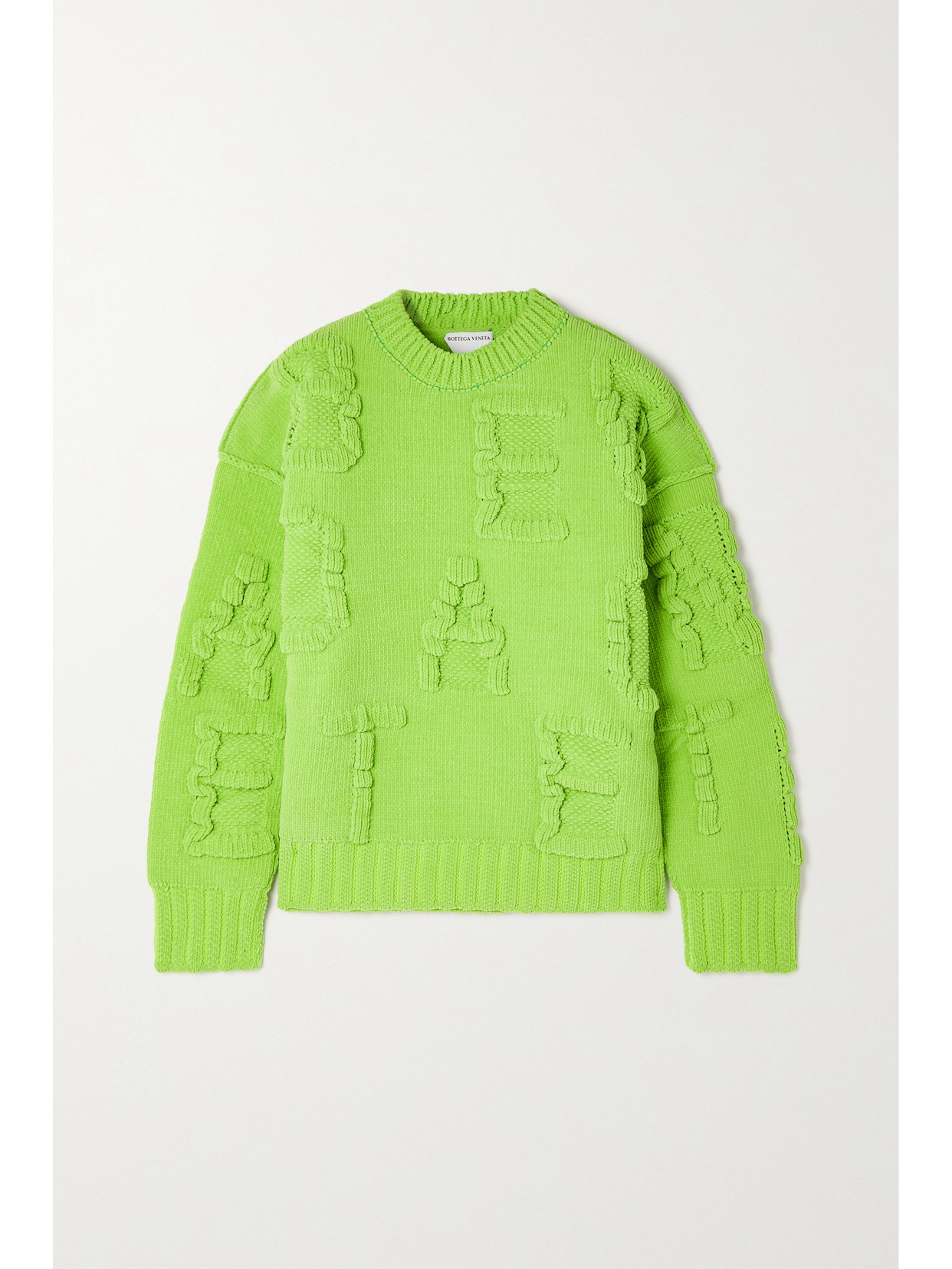 Bottega Veneta Alphabet Jacquard Chenille Sweater In Green