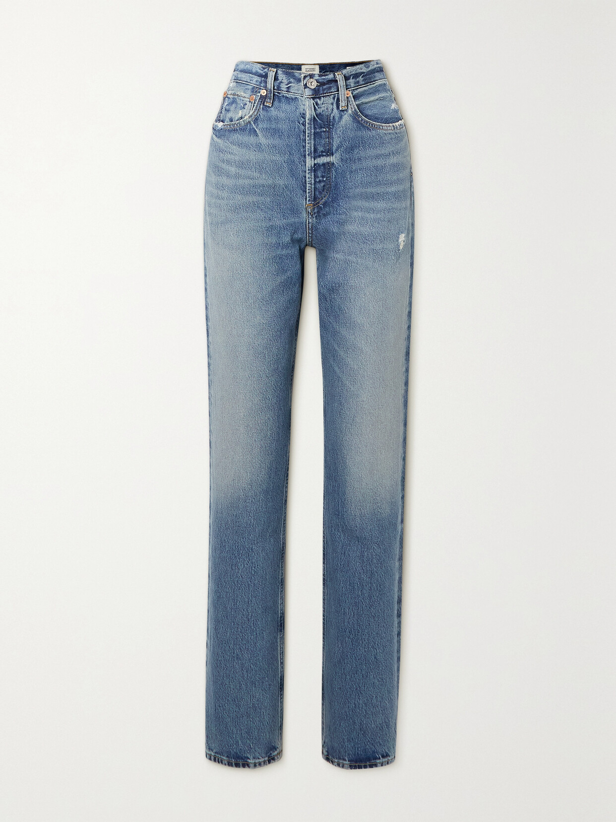 Shop Citizens Of Humanity Eva High-rise Straight-leg Jeans In Blue