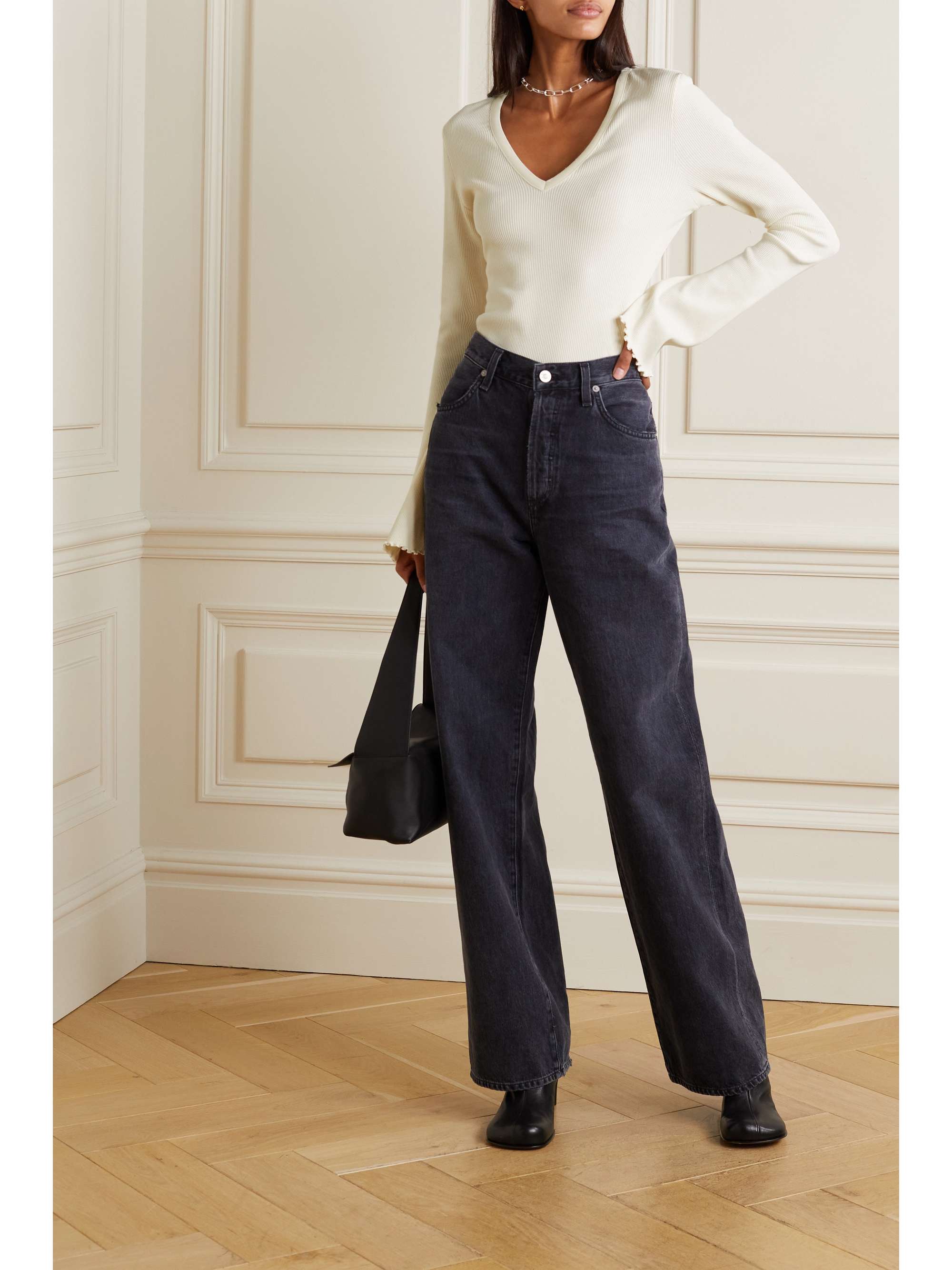 CITIZENS OF HUMANITY Anni ribbed stretch cotton and Lyocell-blend top