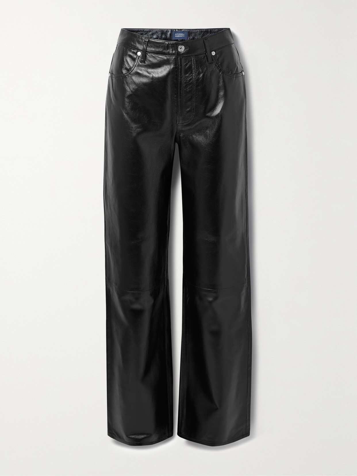 Shop Citizens Of Humanity Annina Patent-leather Wide-leg Pants In Black