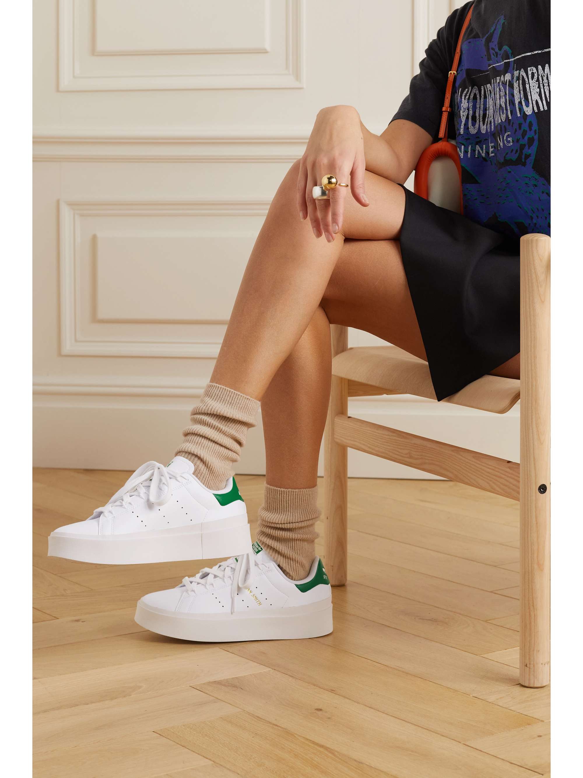 ORIGINALS Stan Smith faux leather platform sneakers | NET-A-PORTER