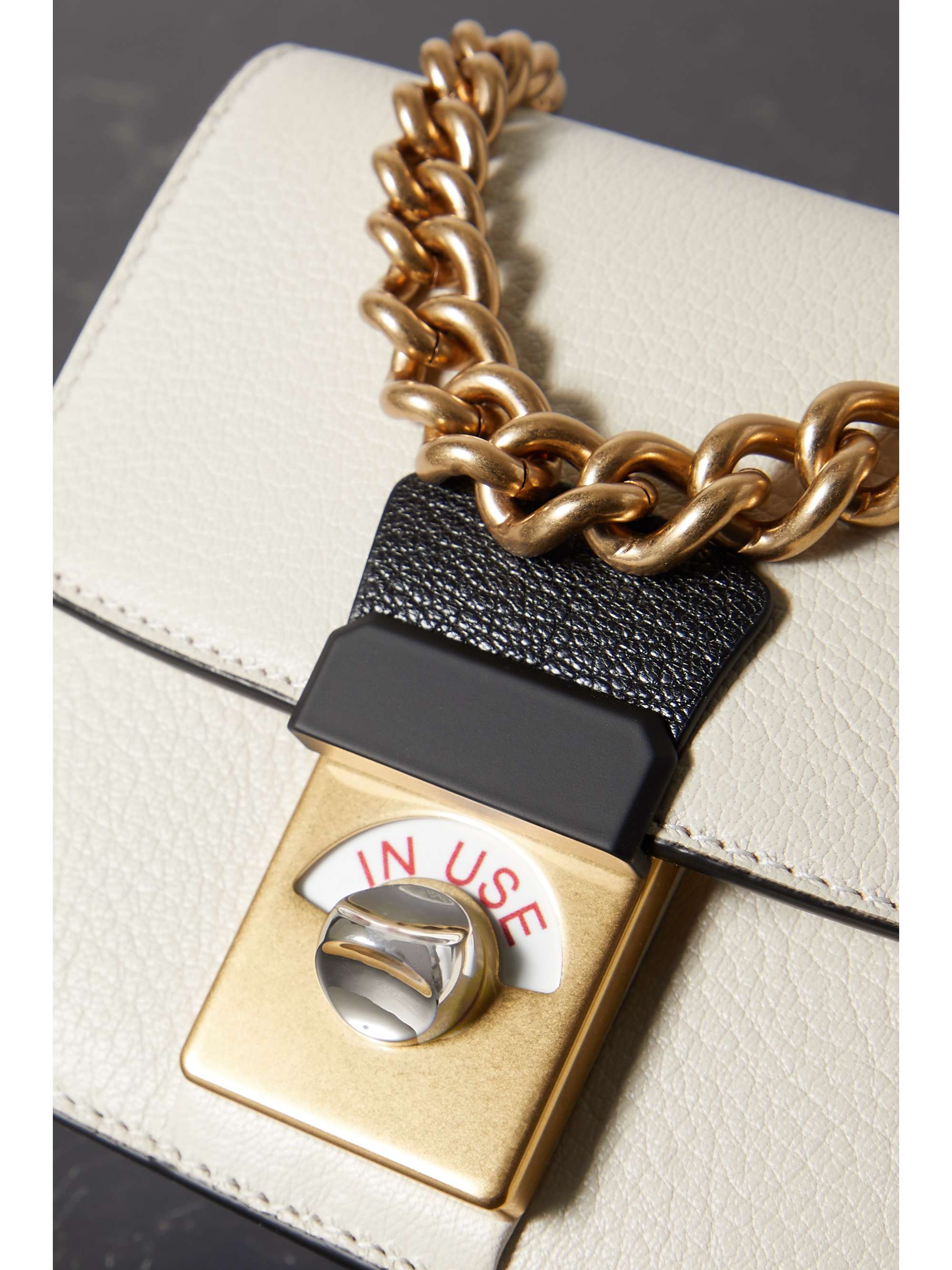 New Lock Square Baby canvas and textured-leather shoulder bag