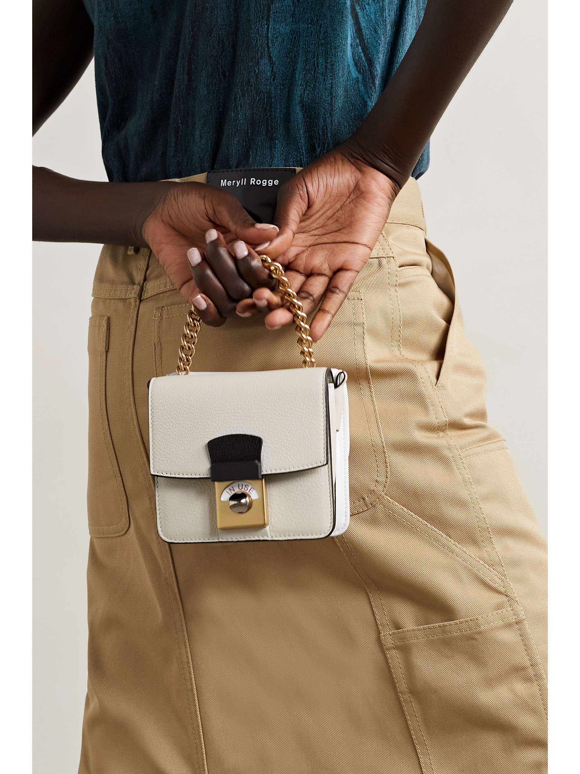 New Lock Square Baby canvas and textured-leather shoulder bag