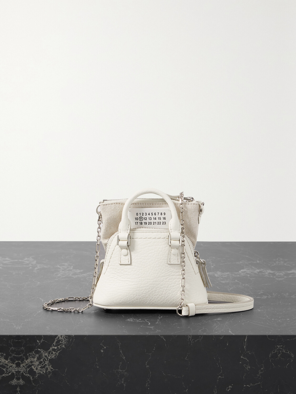 Maison Margiela - 5ac Baby Textured-leather And Cotton-canvas Shoulder Bag - White