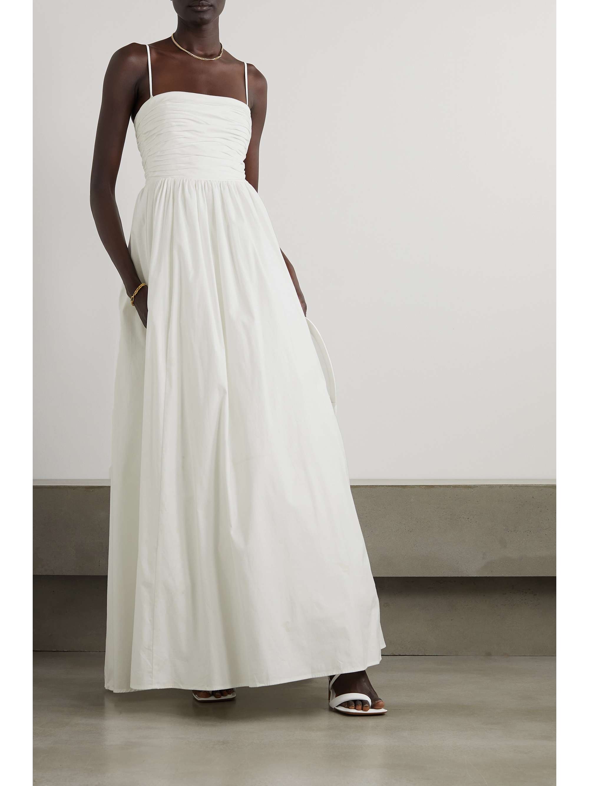 White Kastoria ruched shirred stretch 