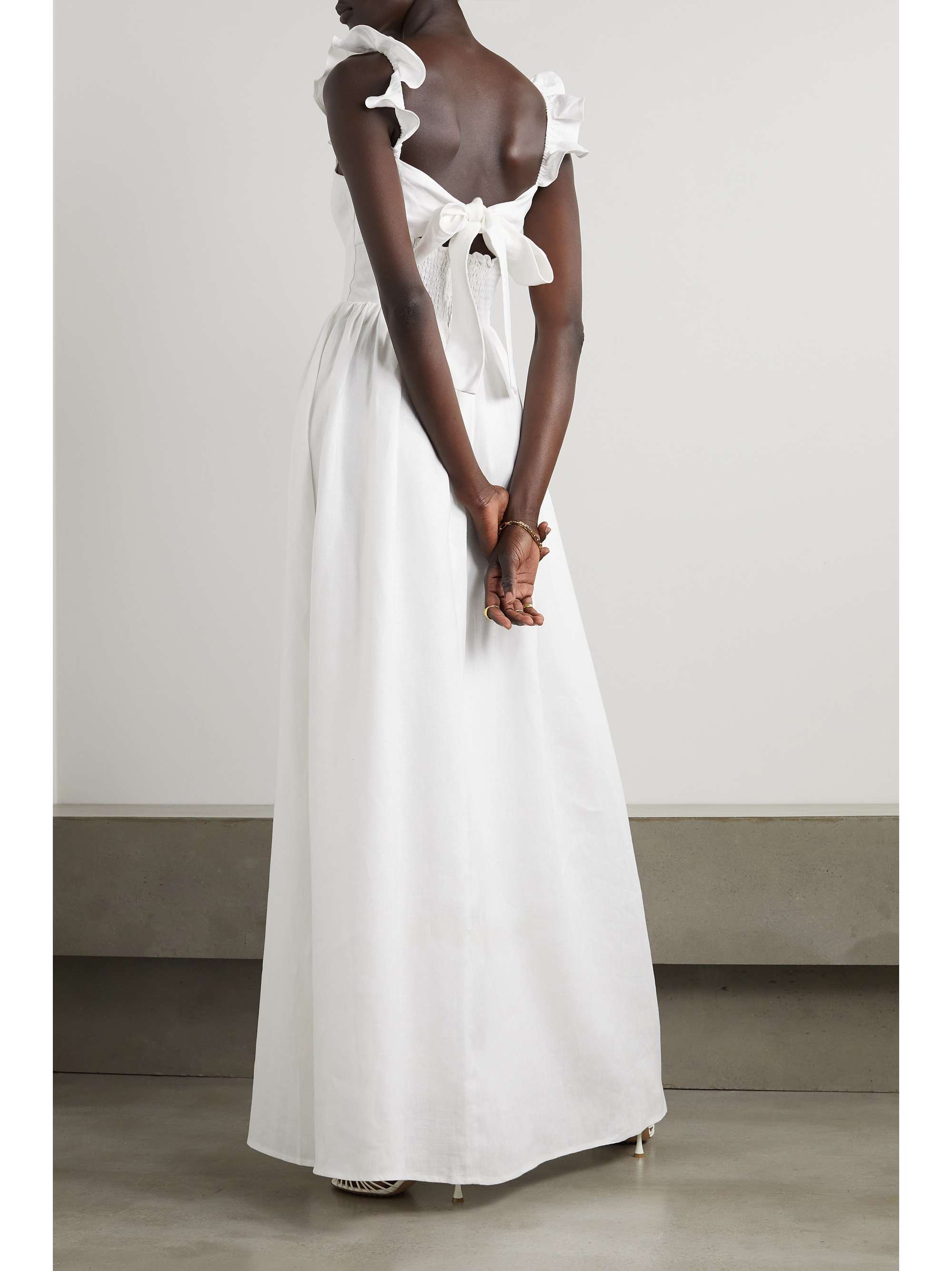 REFORMATION Vecchio tie-back ruffled linen maxi dress