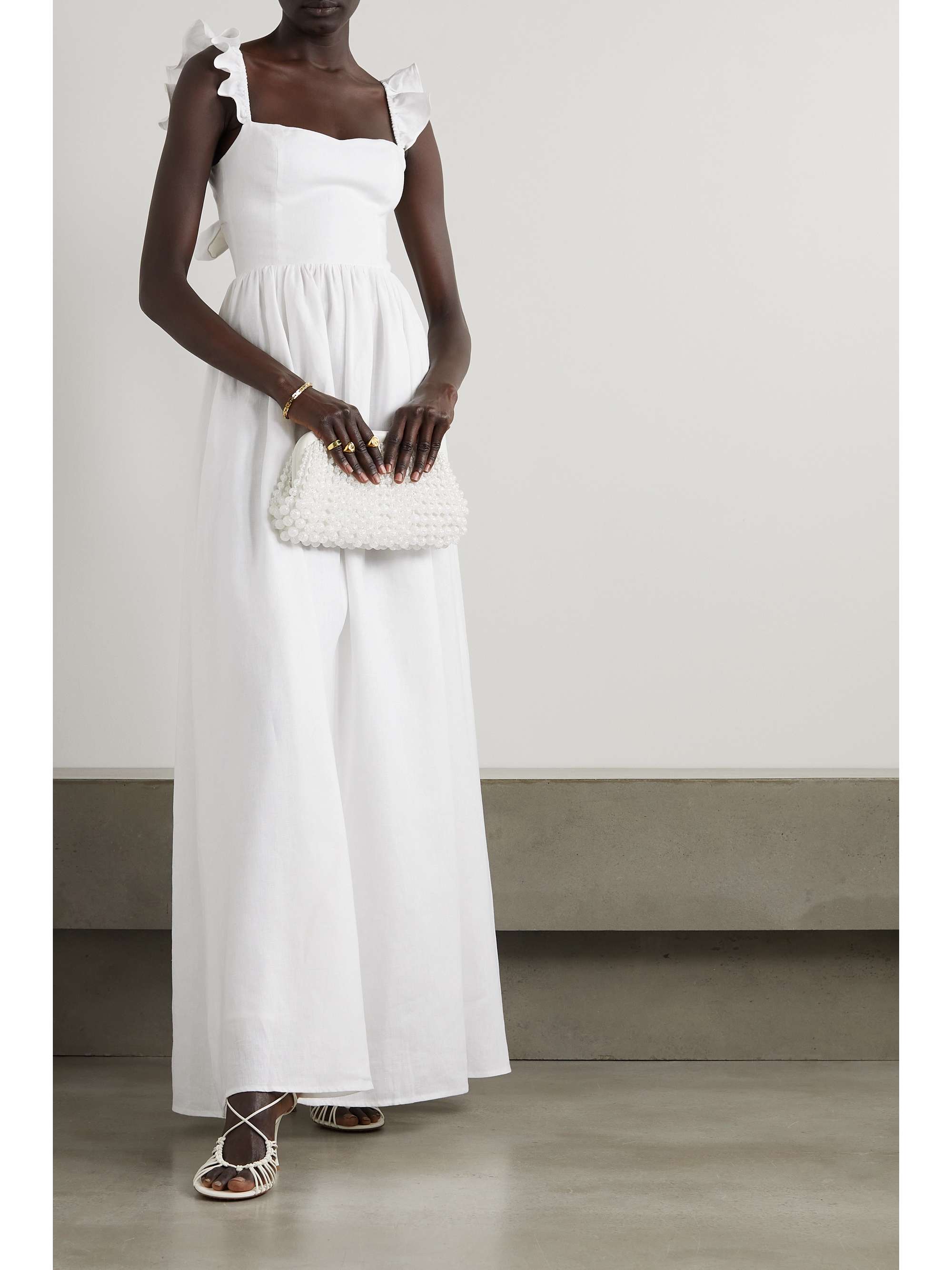 net-a-porter.com | Vecchio tie-back ruffled linen maxi dress