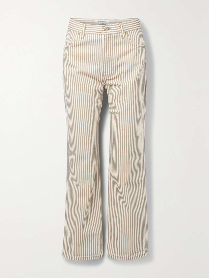 Reformation + Net Sustain Cowboy Striped High-rise Straight-leg Organic Jeans