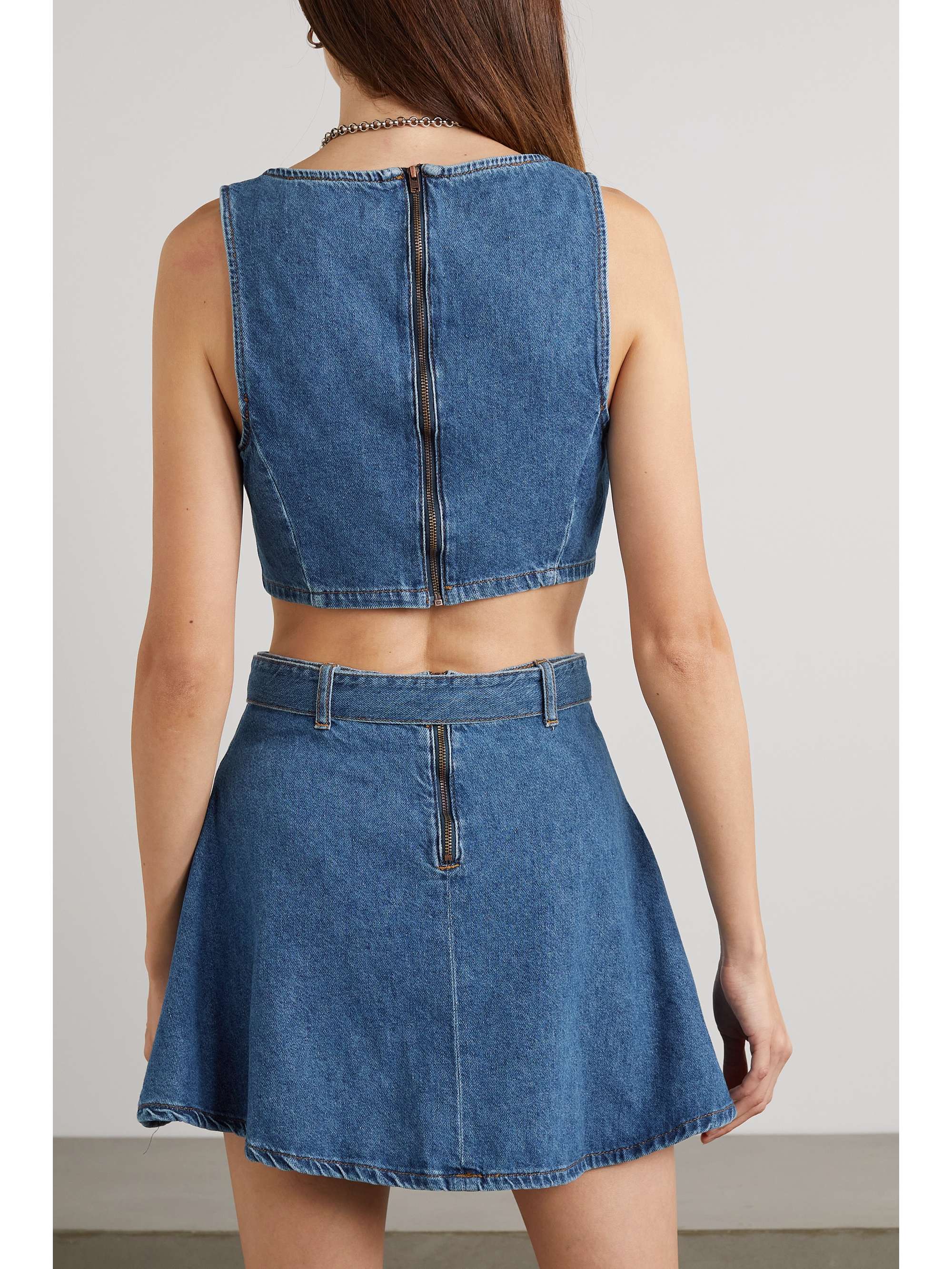 REFORMATION Anissa denim cropped top and mini skirt set