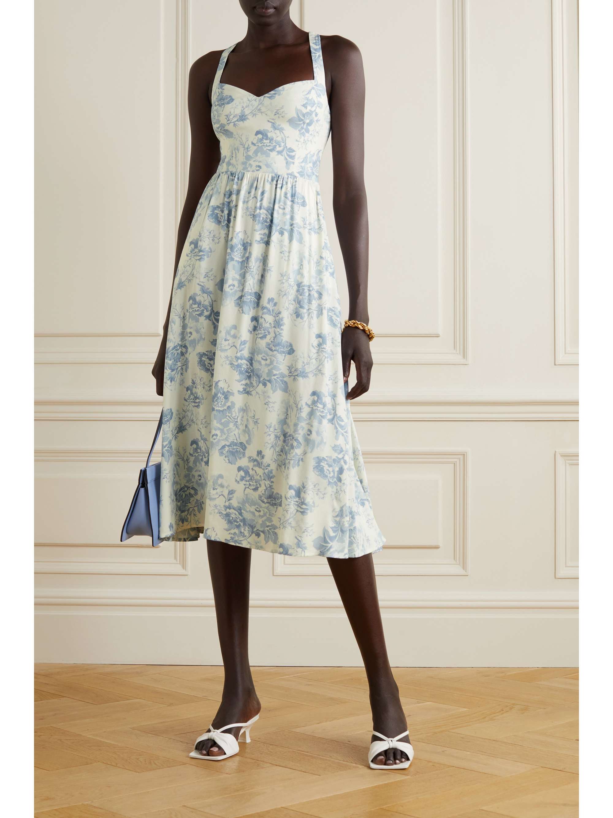 REFORMATION Brixton shirred floral-print crepe midi dress