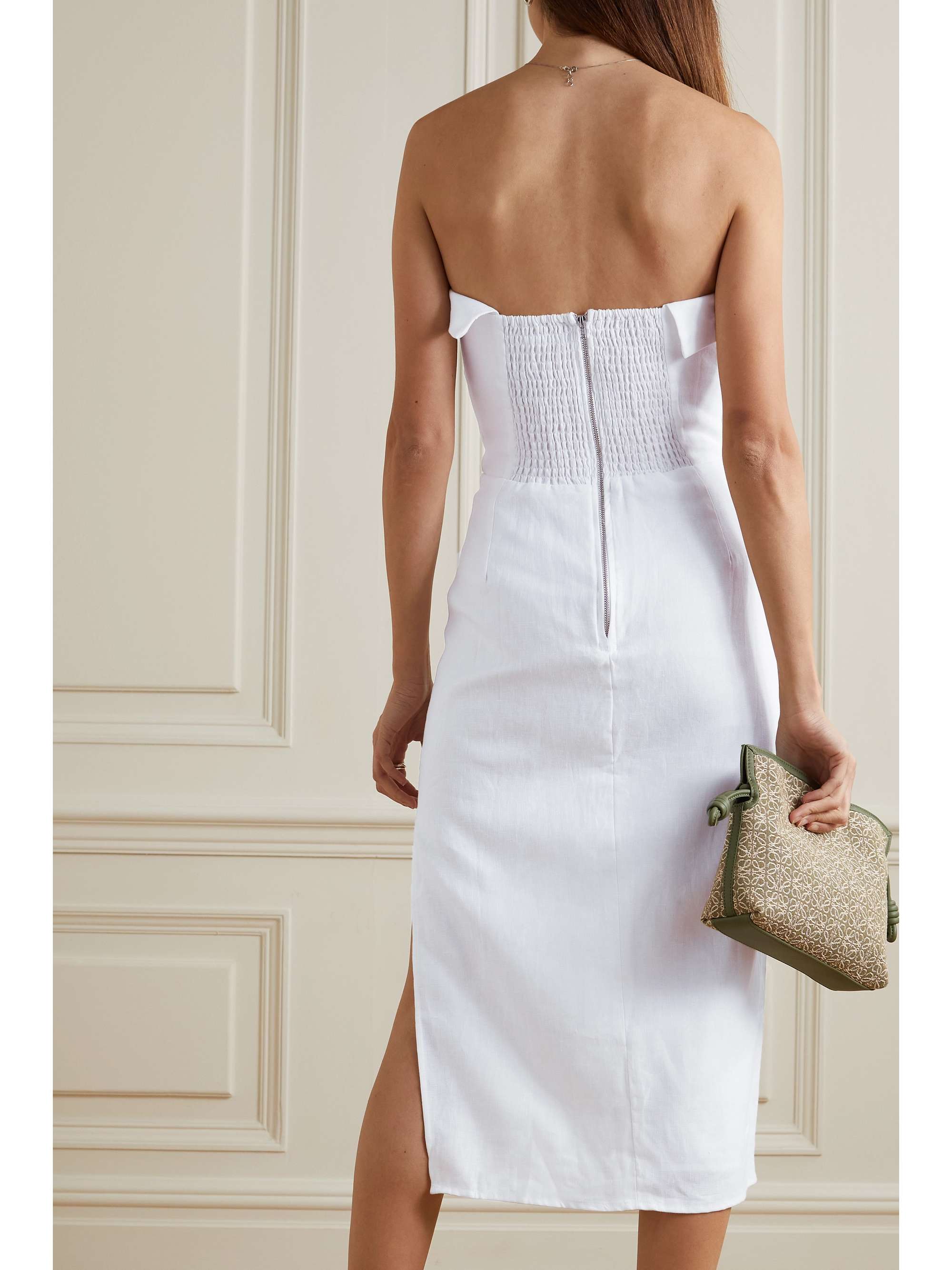 REFORMATION Marcella strapless linen midi dress