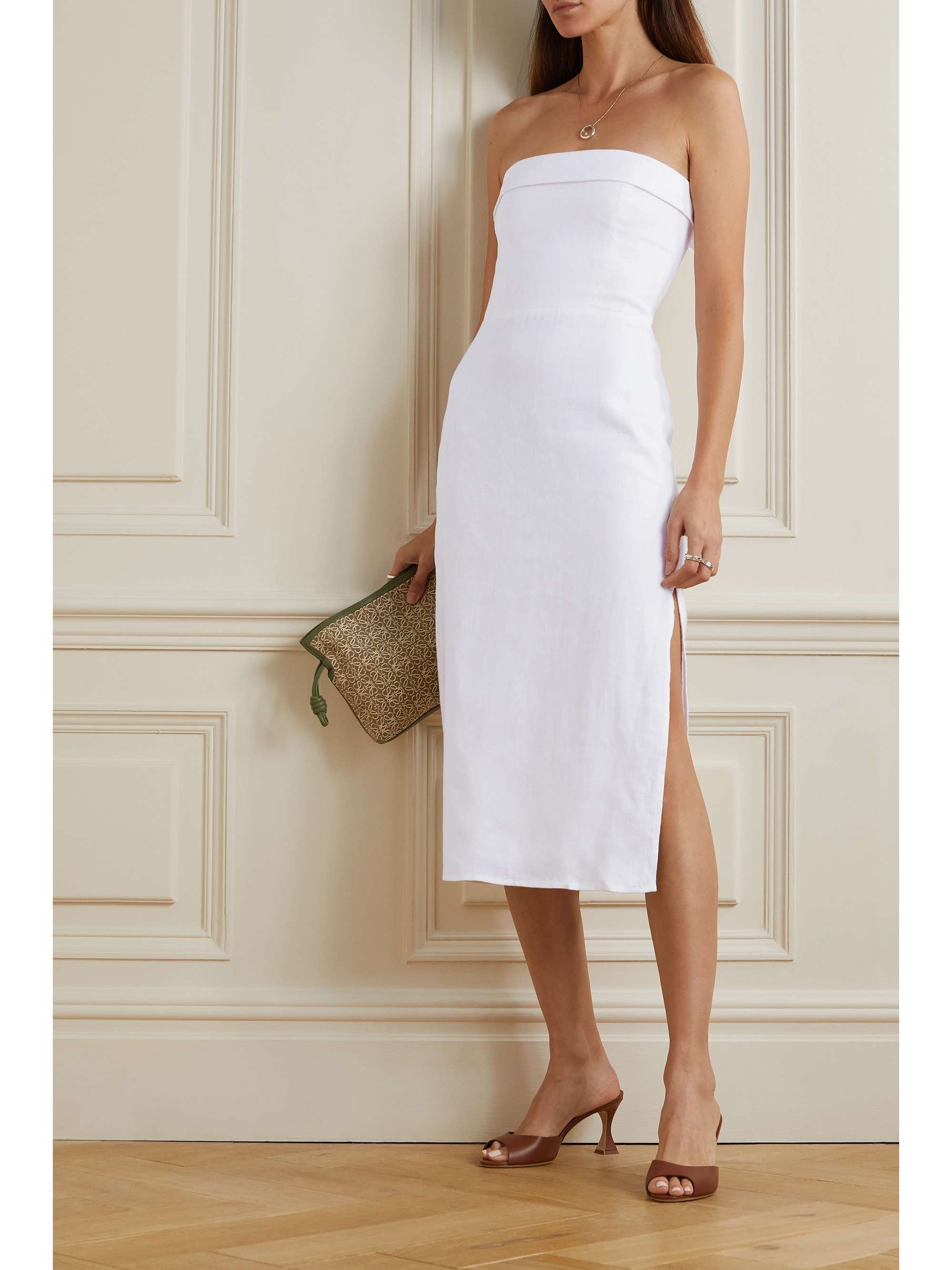 REFORMATION Marcella strapless linen midi dress