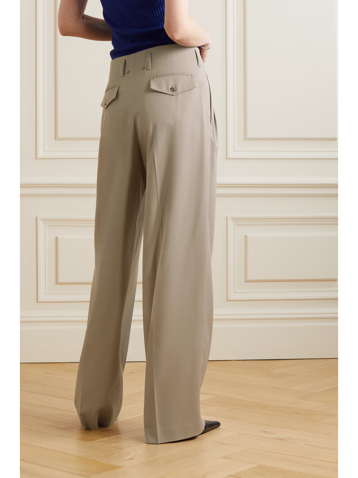 Shop Golden Goose Wool-gabardine Wide-leg Pants In Neutrals