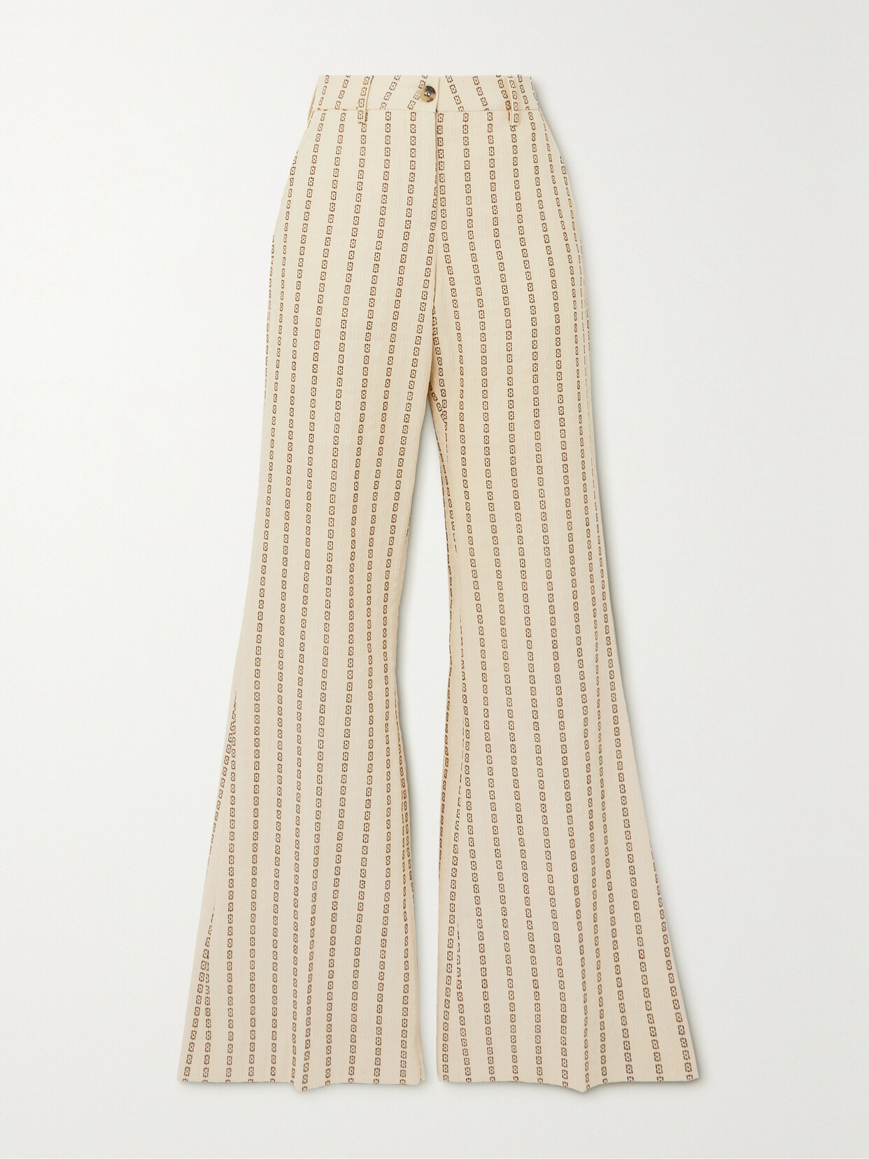 Golden Goose - Journey Cotton Canvas-jacquard Flared Pants - Cream