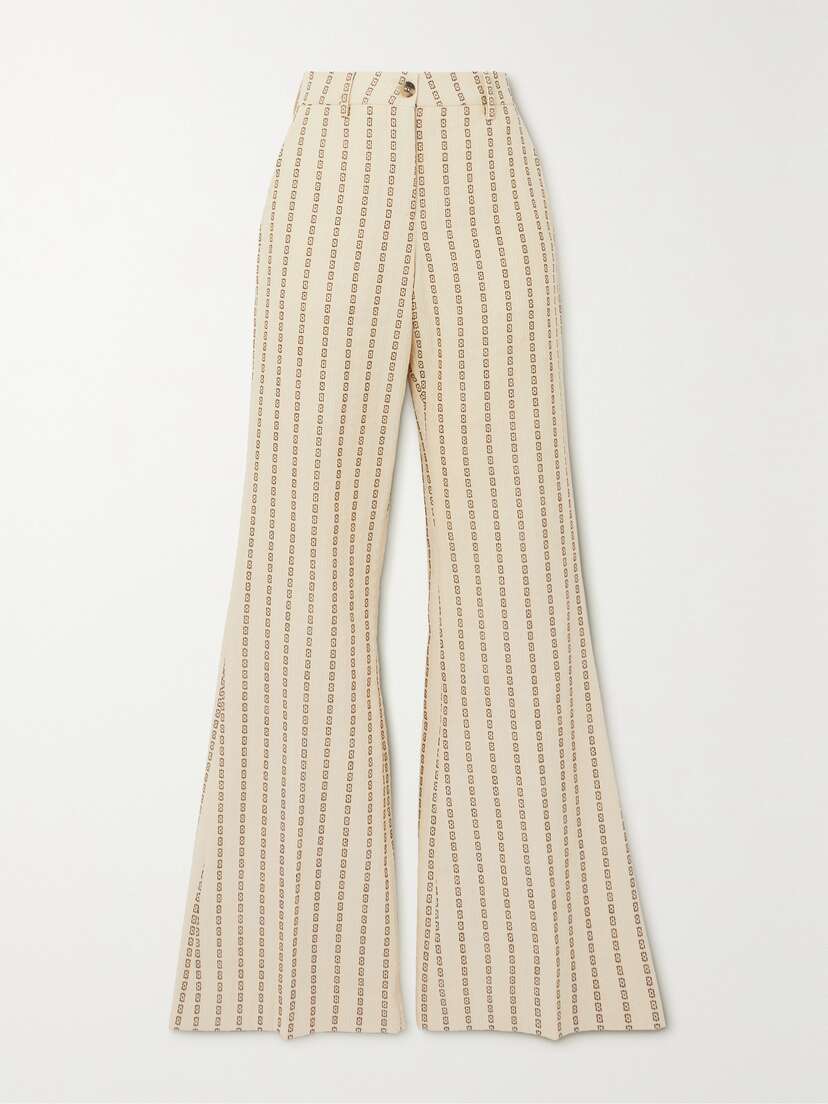 Golden Goose Journey Cotton Canvas-jacquard Flared Pants