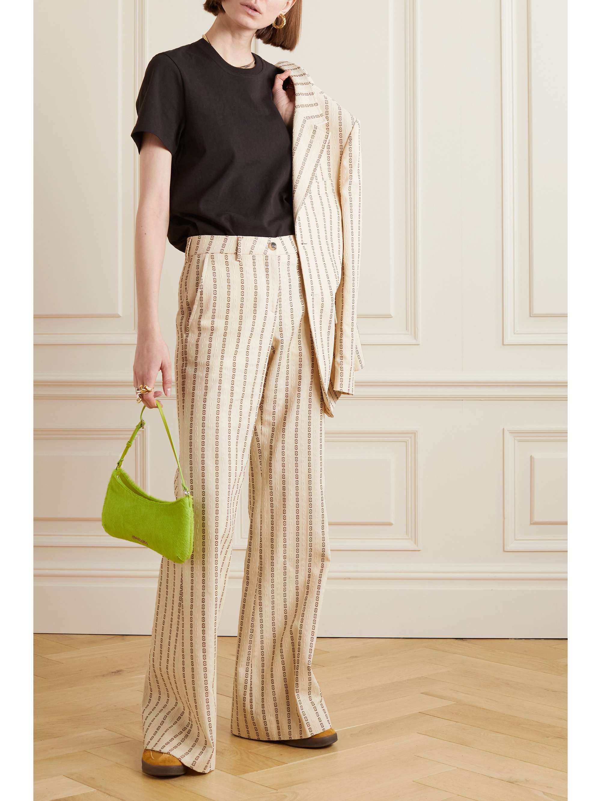 GOLDEN GOOSE Journey cotton canvas-jacquard flared pants