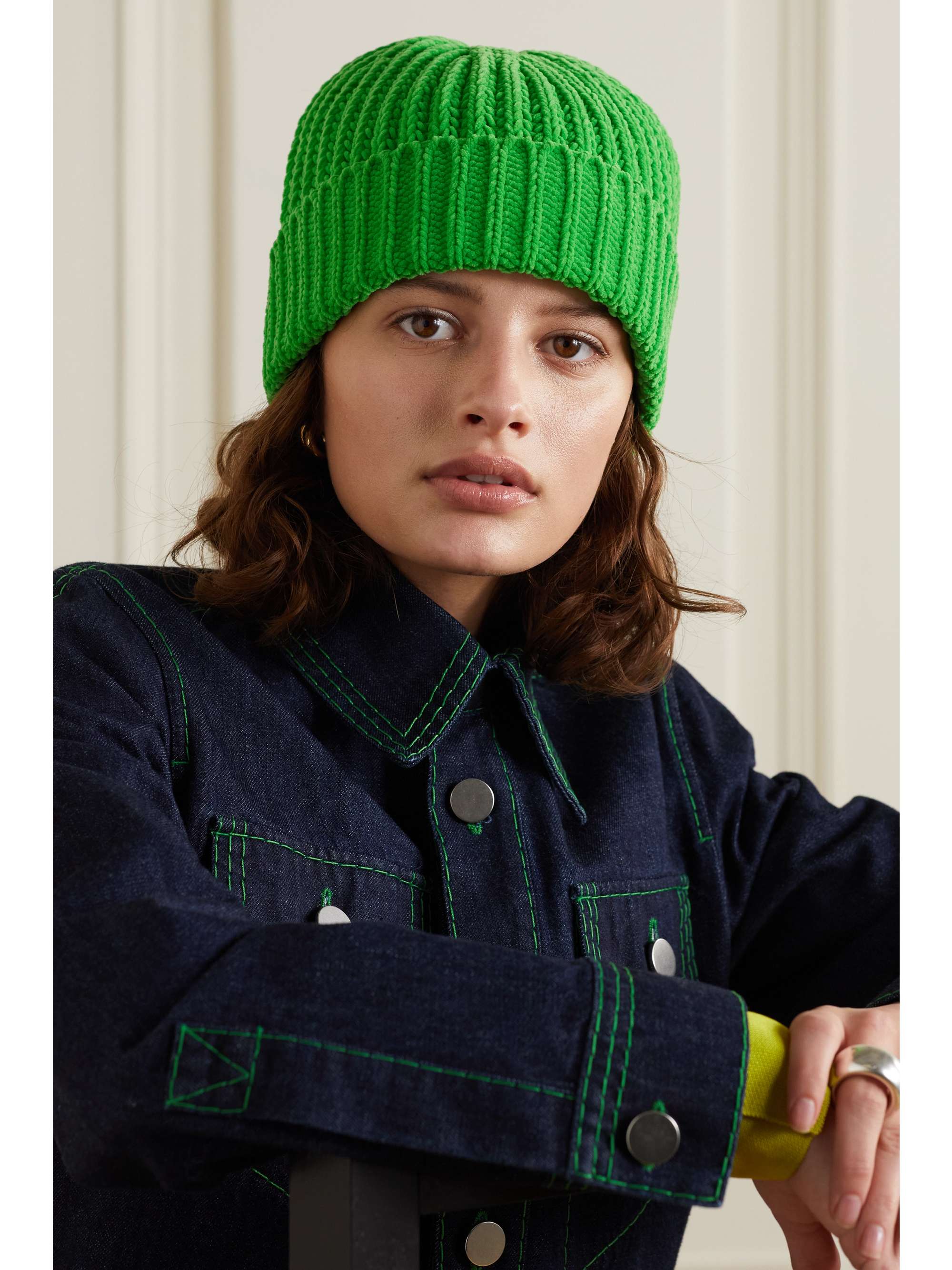 Ribbed chenille beanie