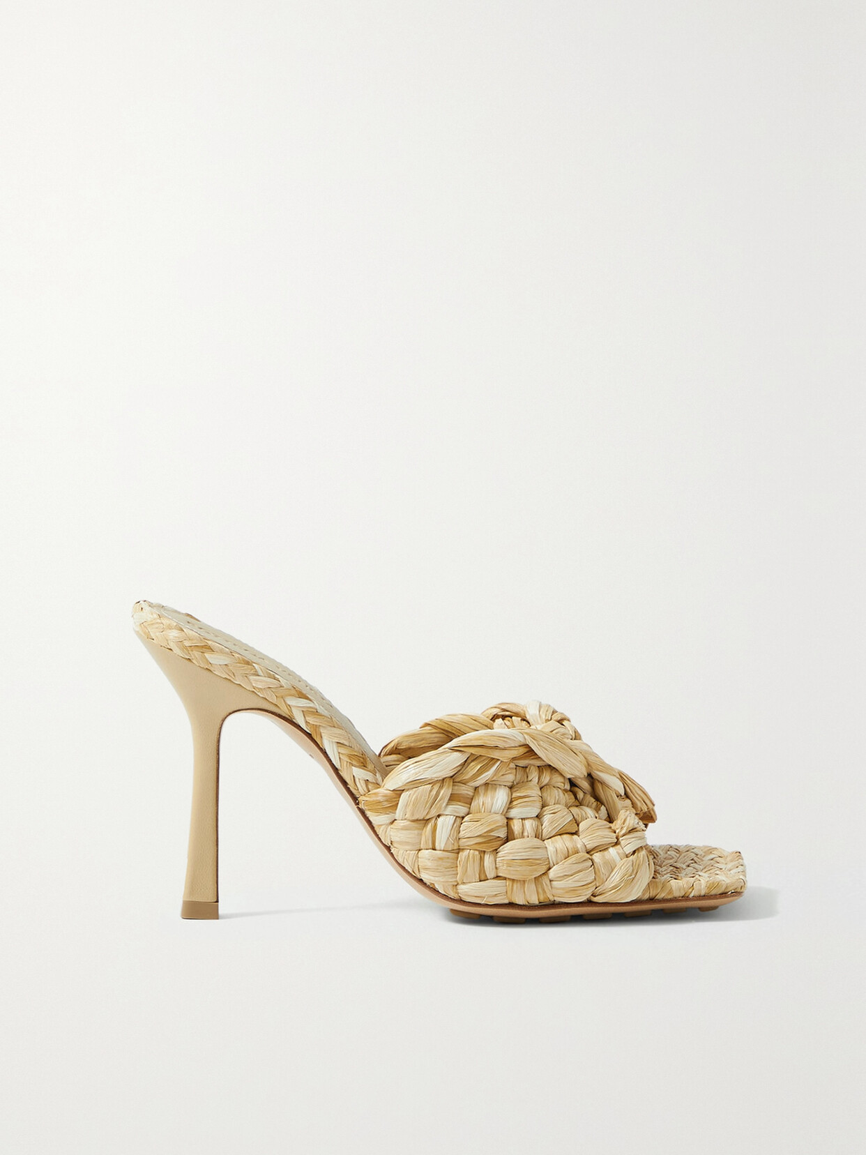 Shop Bottega Veneta Intrecciato Raffia Mules In Neutrals