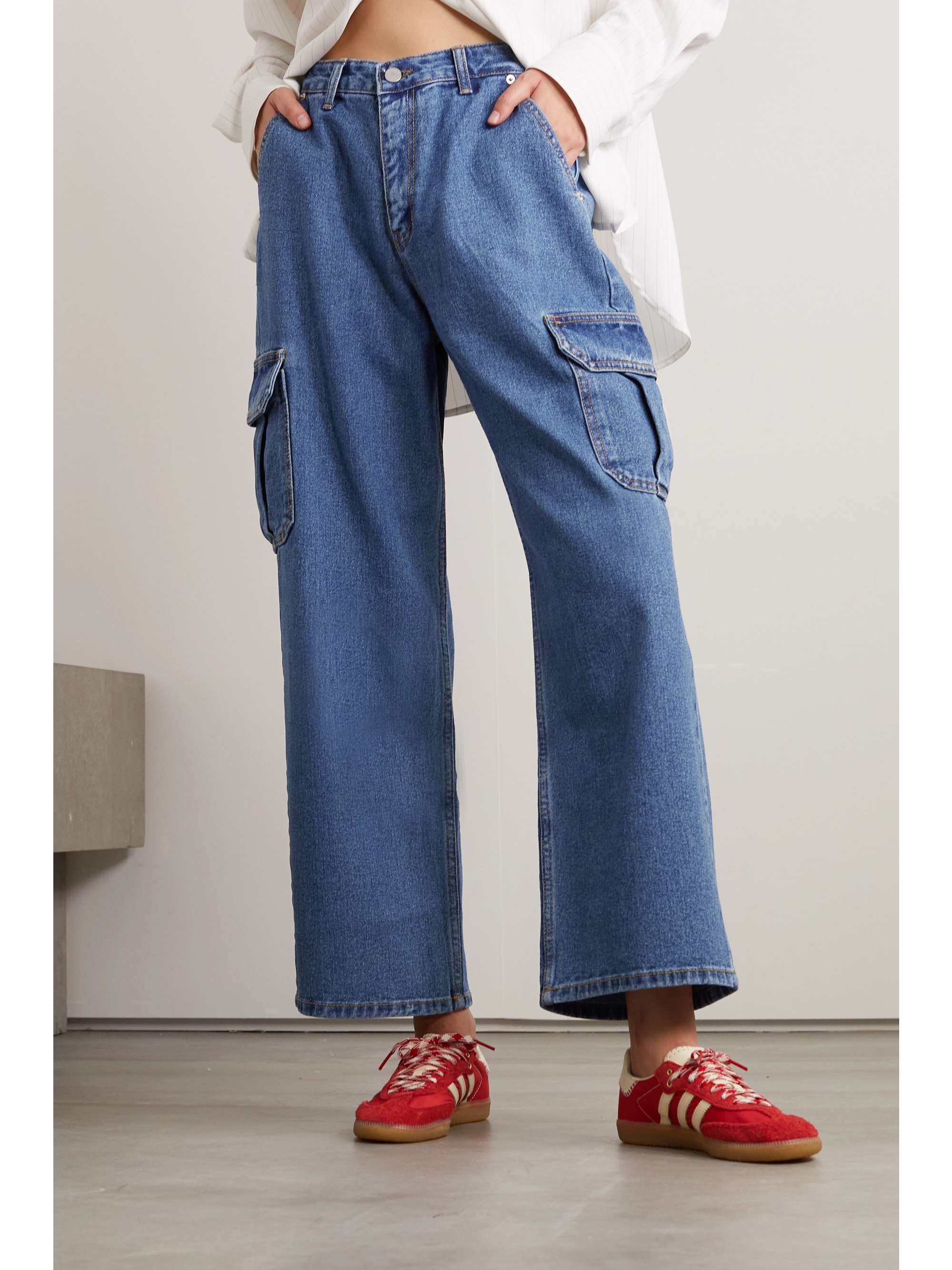 FRANKIE SHOP Kai cropped high-rise wide-leg jeans
