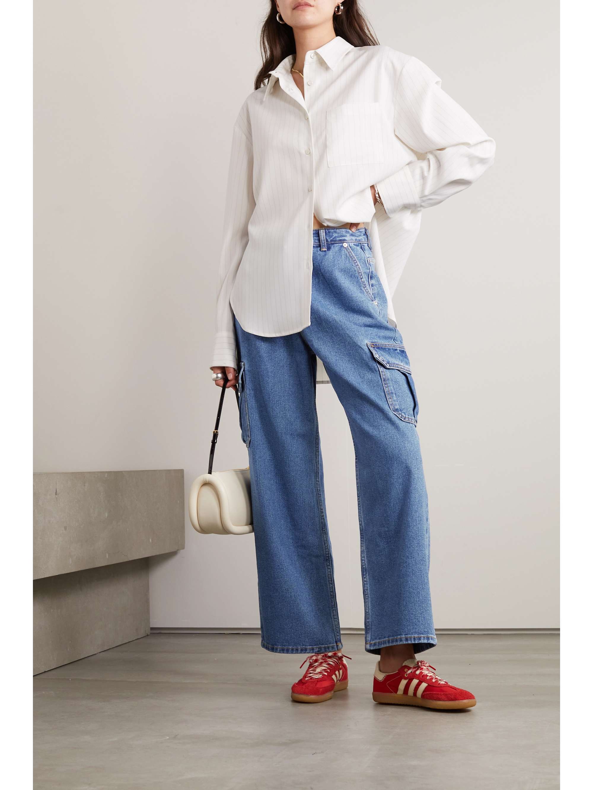 FRANKIE SHOP Kai cropped high-rise wide-leg jeans