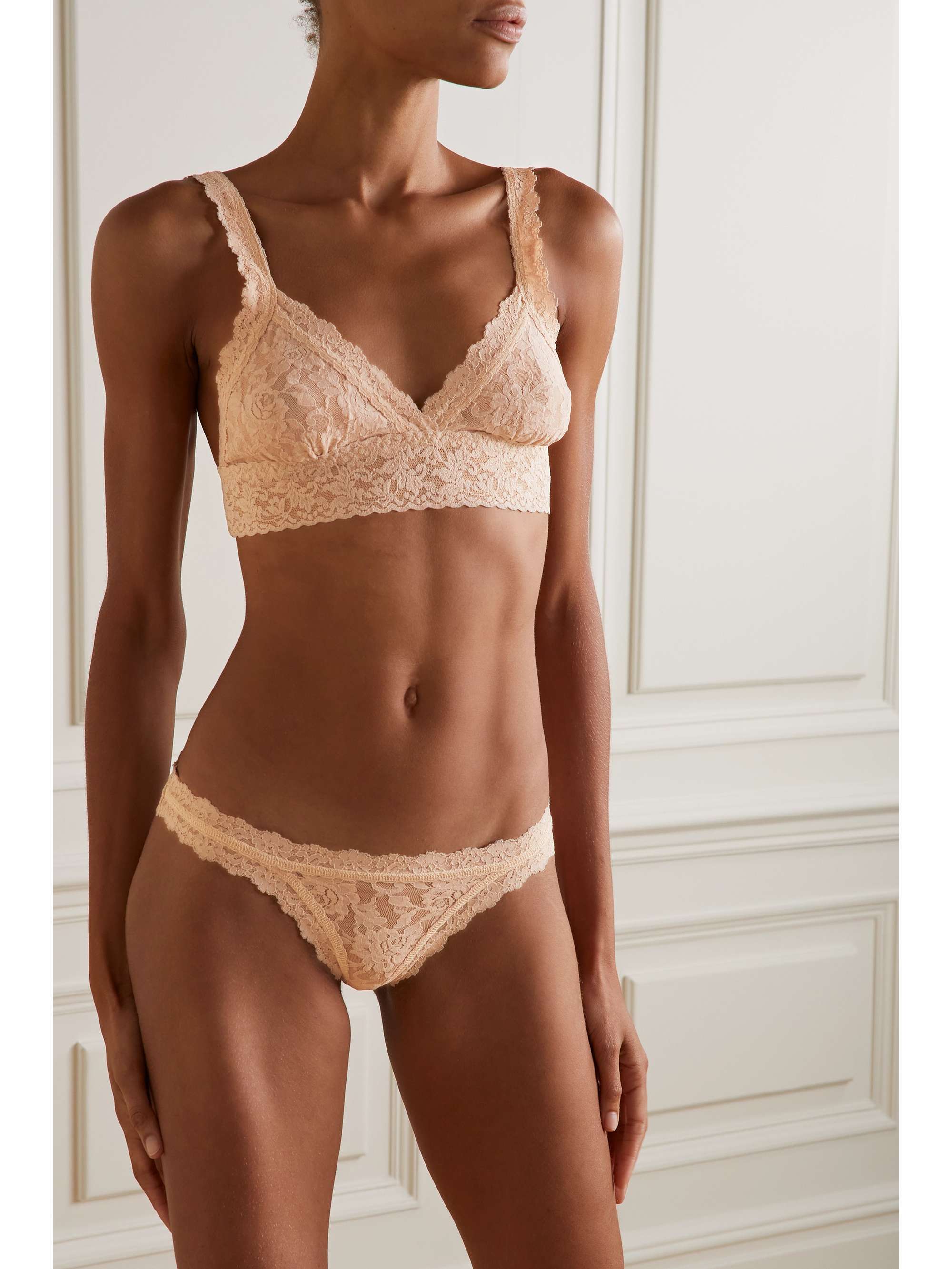 HANKY PANKY + NET SUSTAIN Signature set of three stretch-lace Brazilian briefs