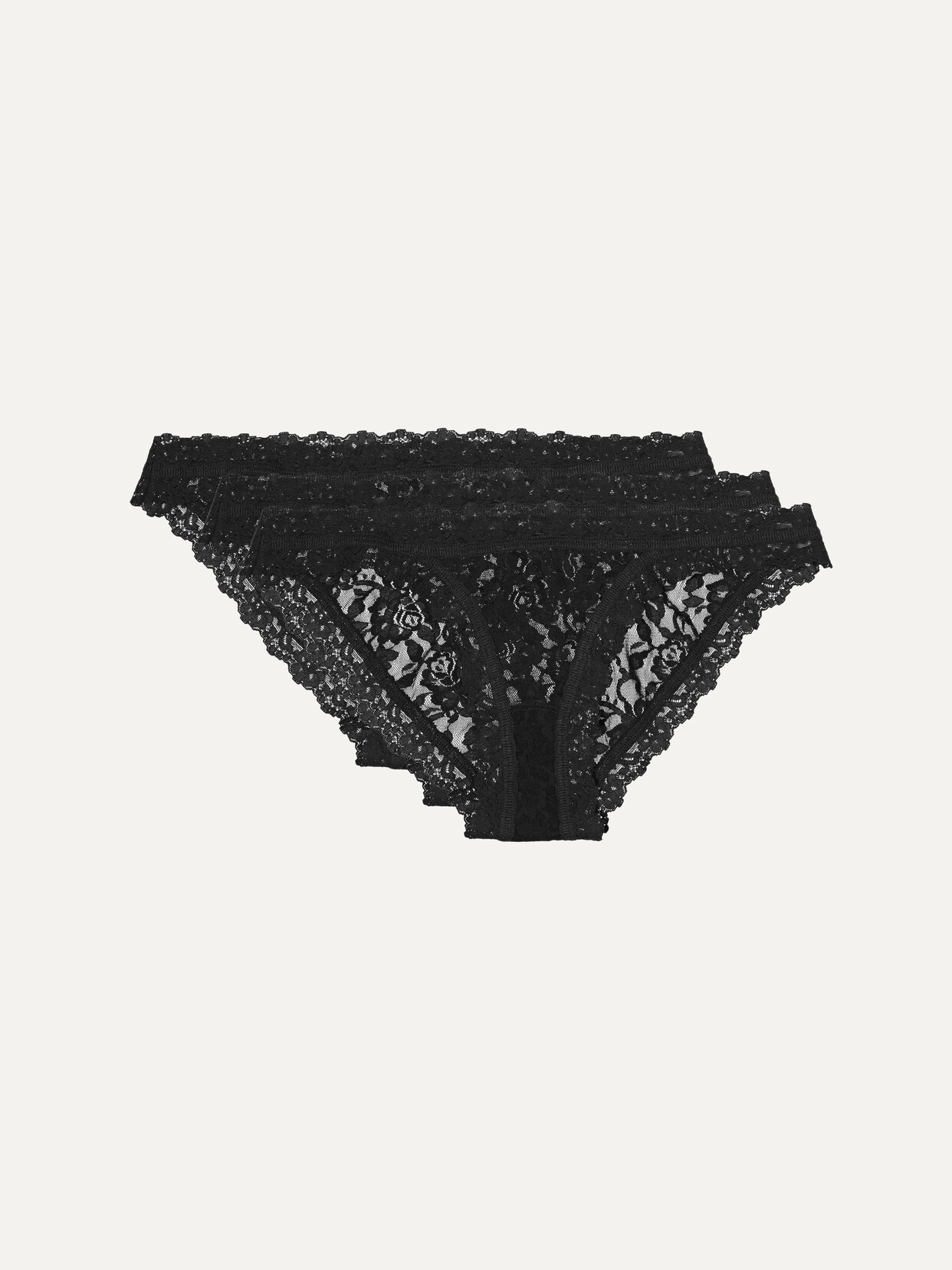 Hanky Panky Signature Set Of Three Stretch-lace Brazilian Briefs - Black