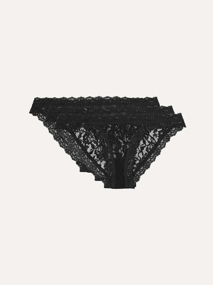Hanky Panky Signature Set Of Three Stretch-lace Brazilian Briefs