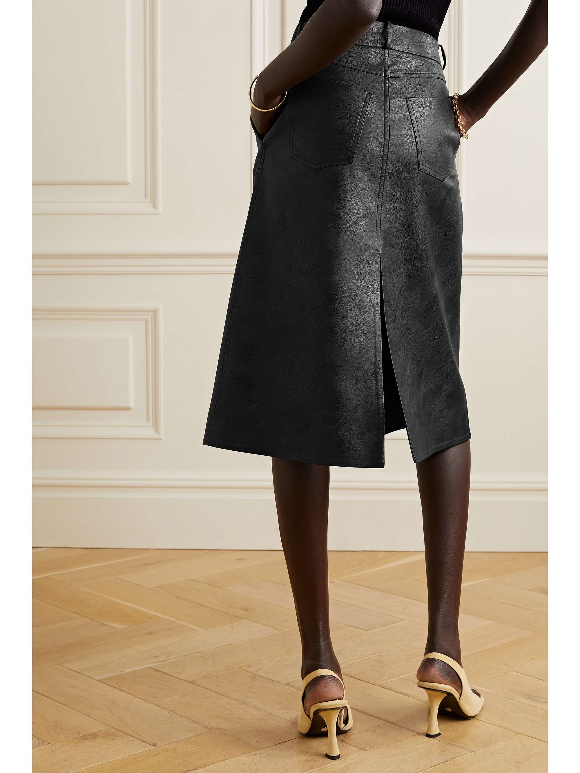 STELLA MCCARTNEY Lauren vegetarian leather midi skirt