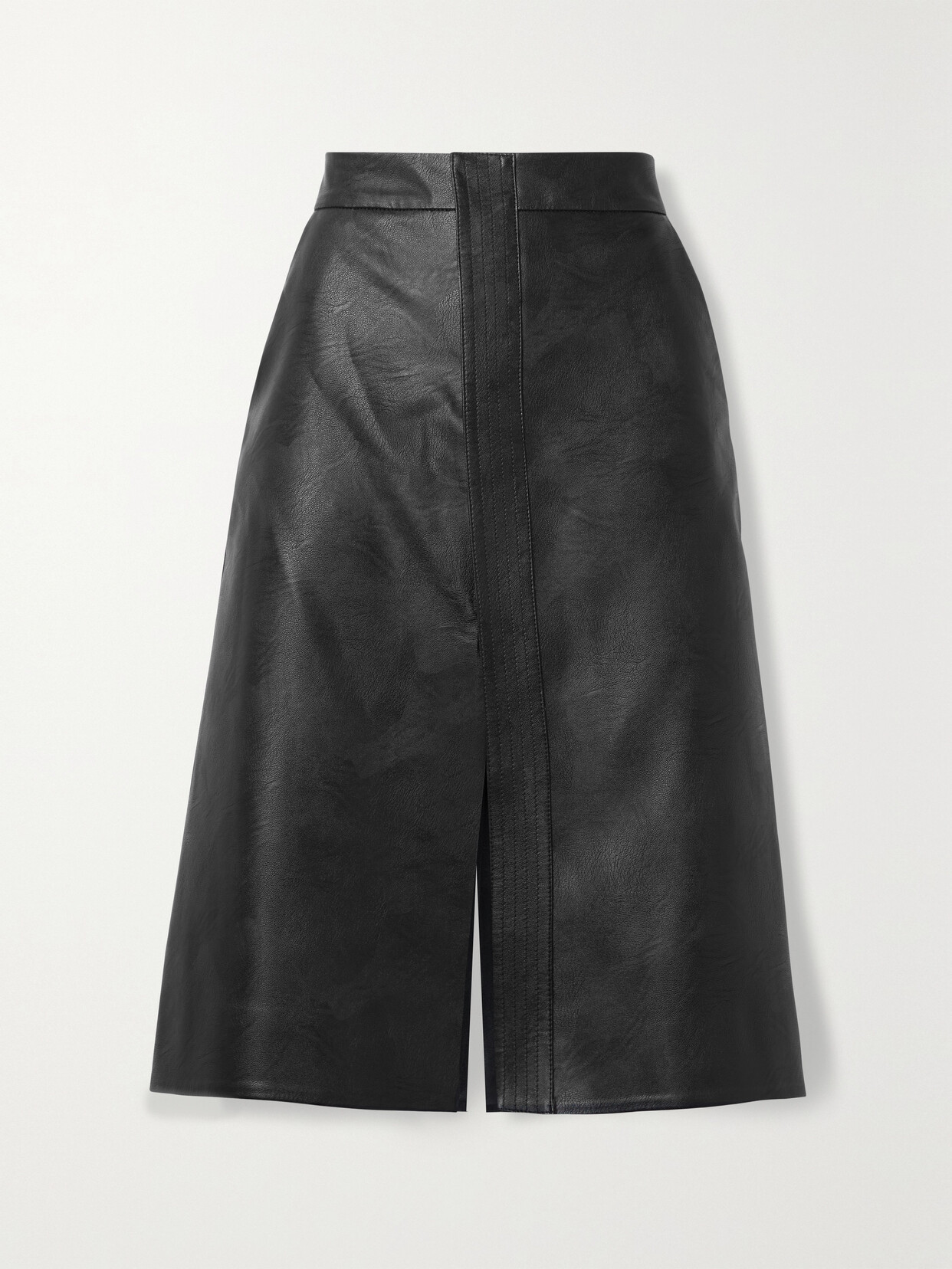 Stella McCartney Lauren Vegetarian Leather Midi Skirt - Black