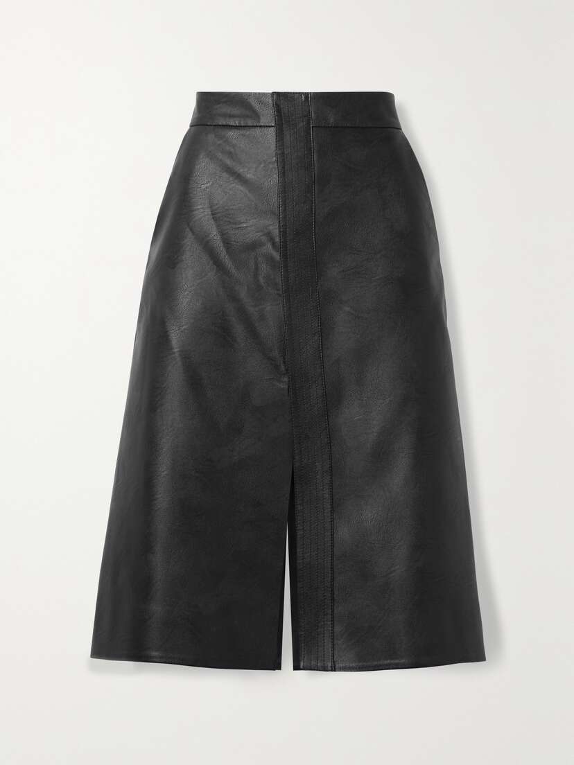 Stella McCartney Lauren Vegetarian Leather Midi Skirt