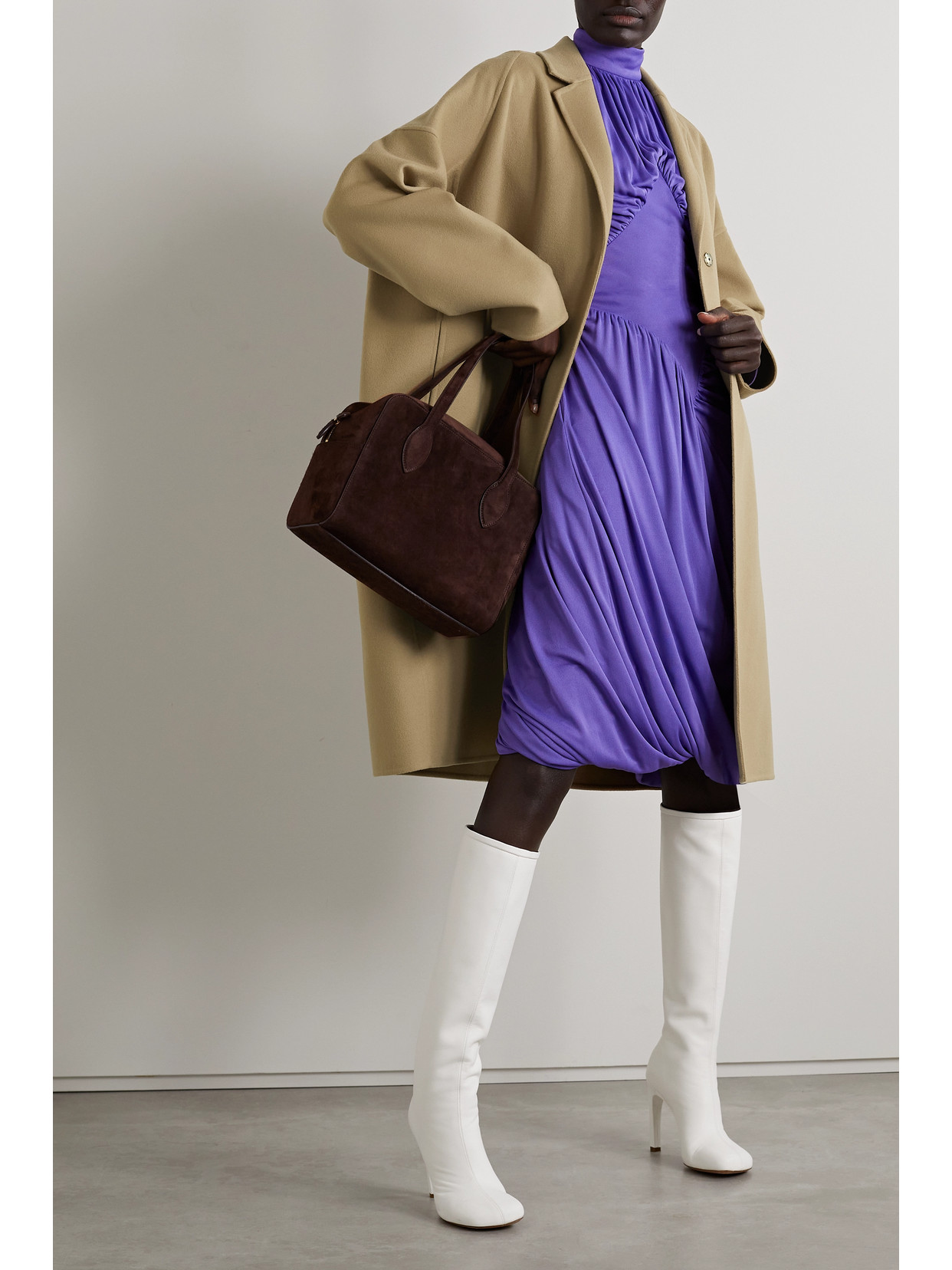 Shop Stella Mccartney Biplin Wool Coat In Brown