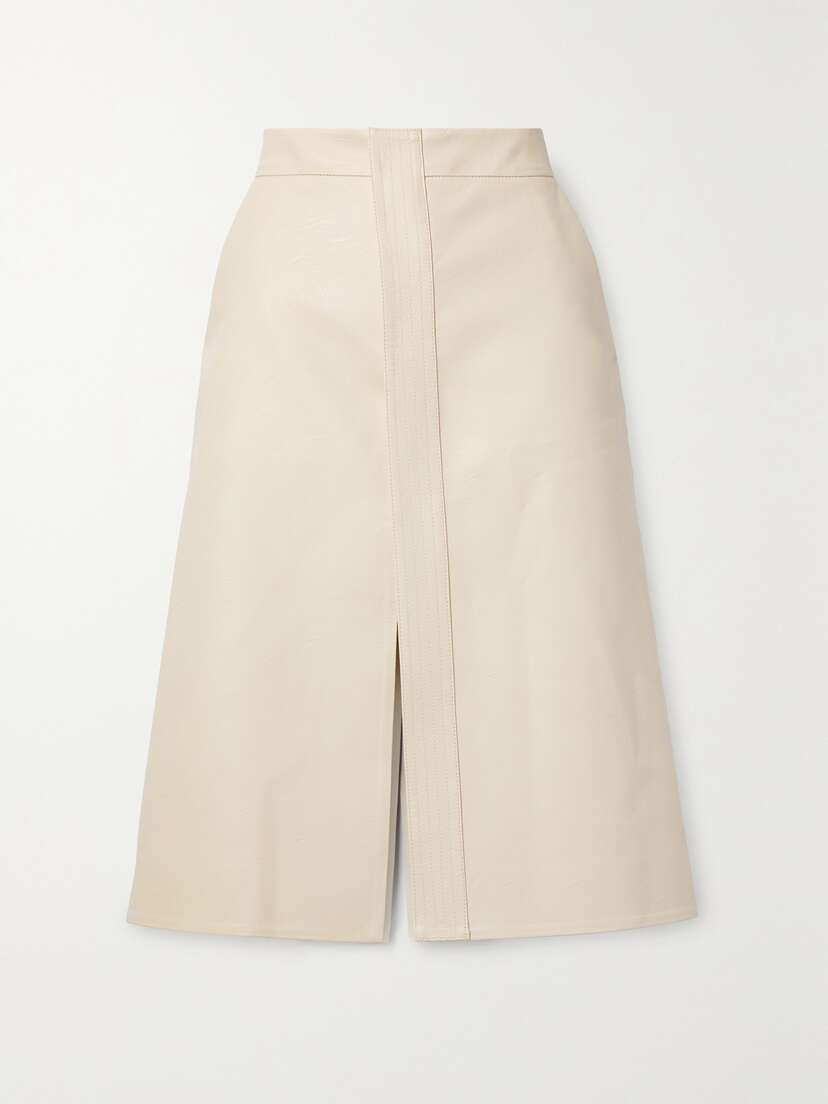 Stella McCartney Lauren Vegetarian Leather Midi Skirt