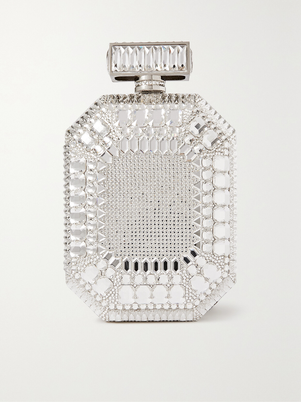 Shop Judith Leiber Perfume Bottle Crystal-embellished Silver-tone Clutch