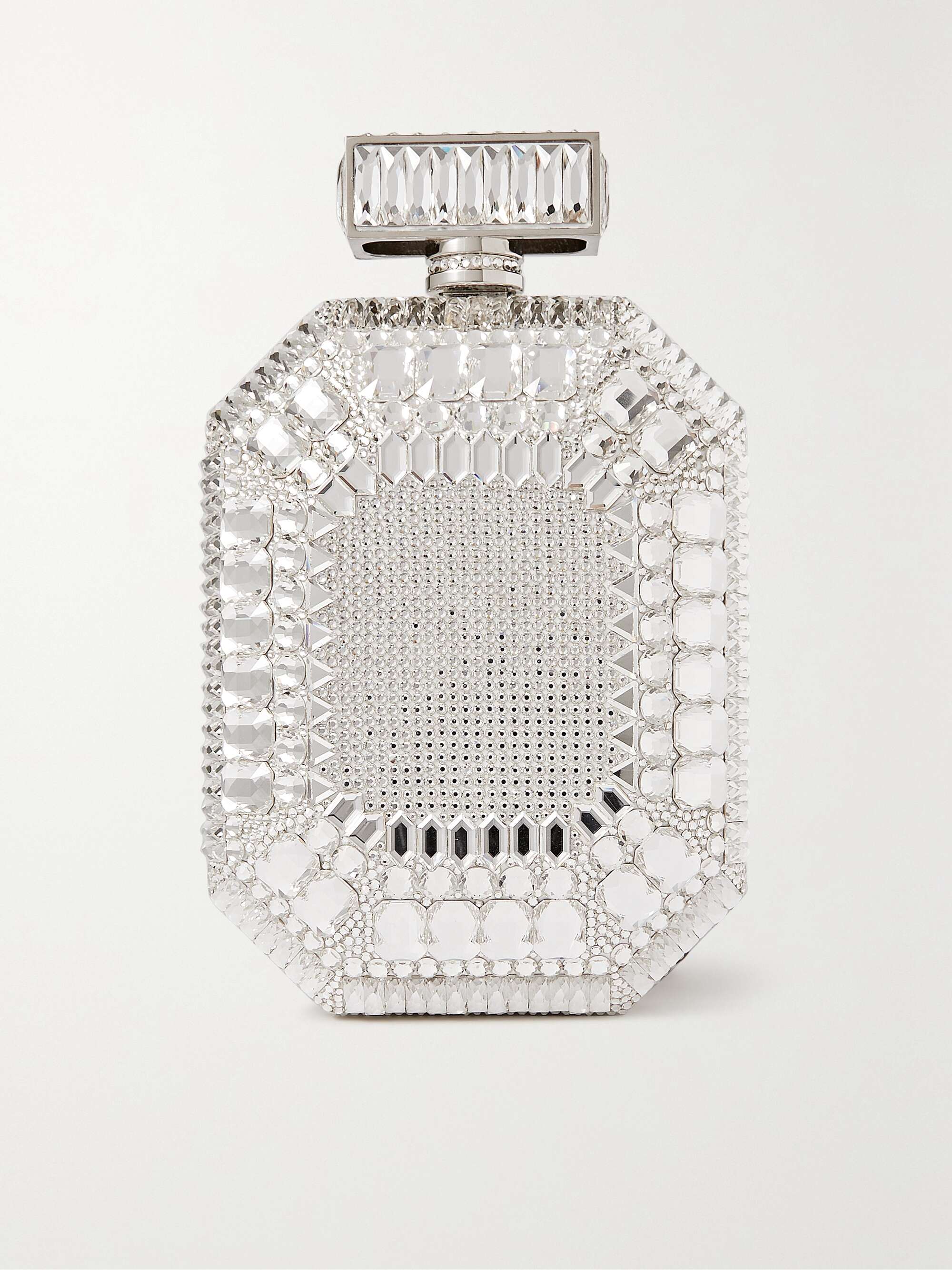 Perfume Bottle crystal embellished silver tone clutch silver One Size